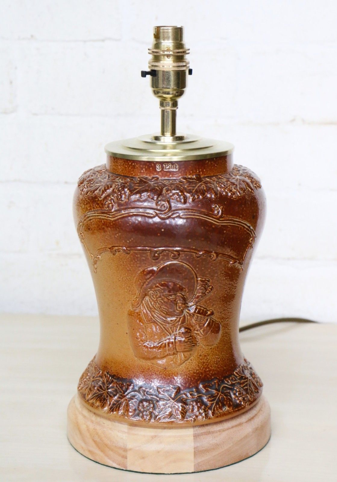 Lighting Table Lamp Antique Salt Glazed Lamp Port Dundas Glasgow Pottery Tobacco Jar 19th photo
