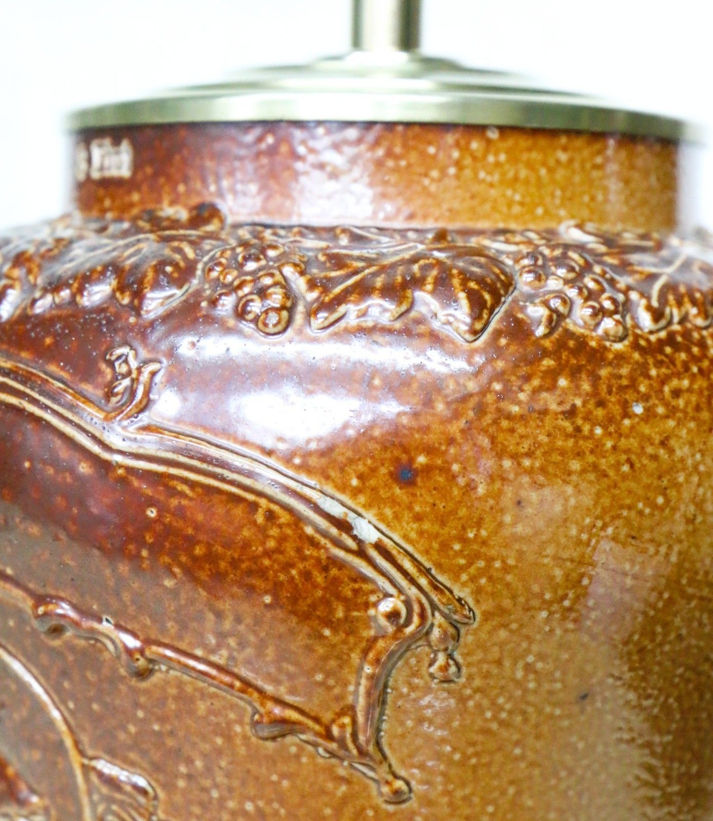 110.0 Table Lamp Antique Salt Glazed Lamp Port Dundas Glasgow Pottery Tobacco Jar 19th photo