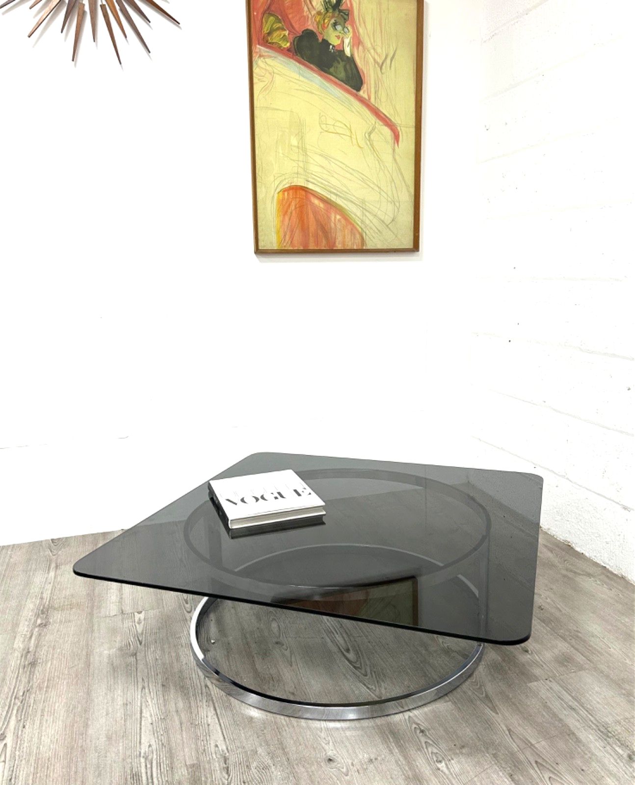 An Original Italian Chrome And Smoked Glass Coffee Table 1970s