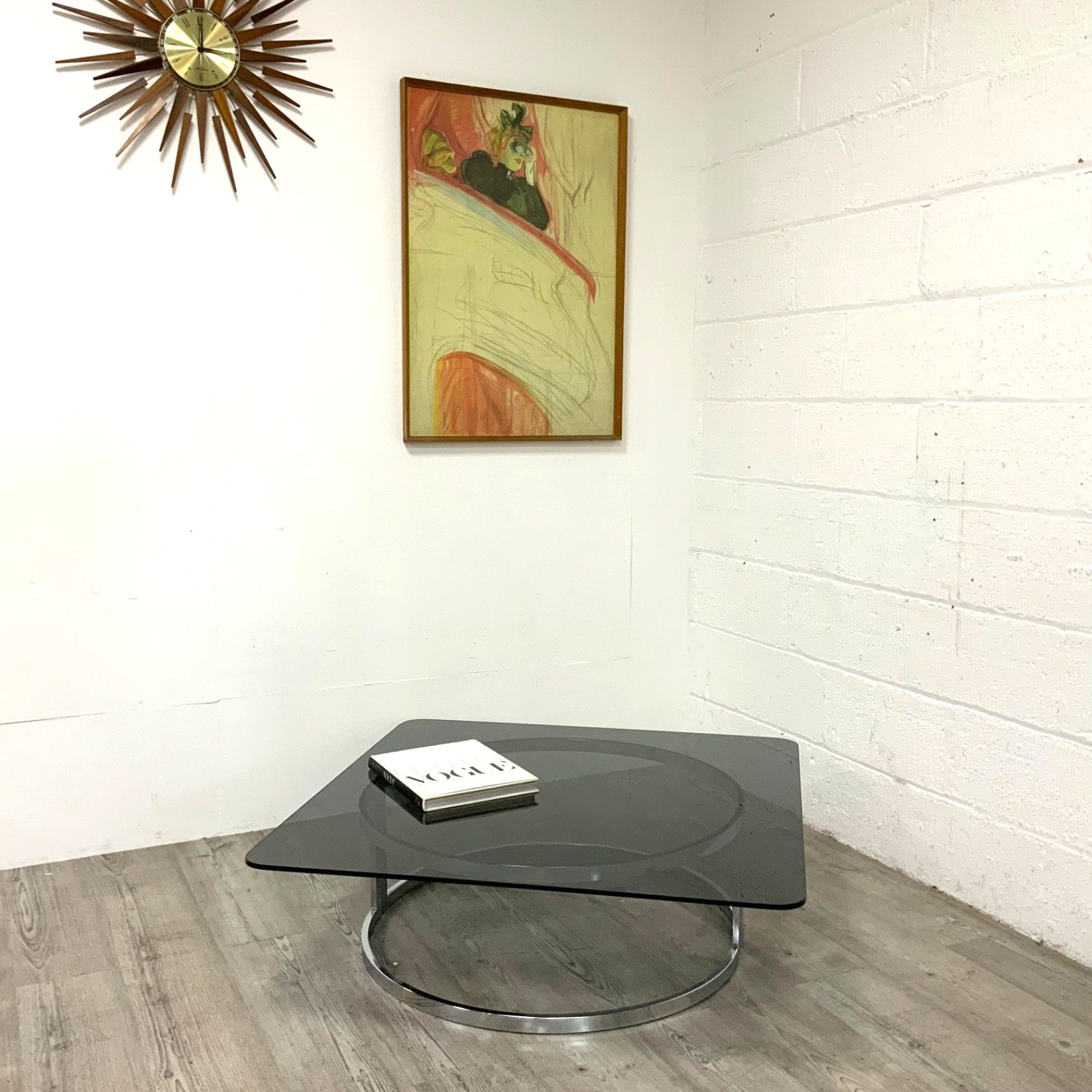 photo for sale An Original Italian Chrome And Smoked Glass Coffee Table 1970s