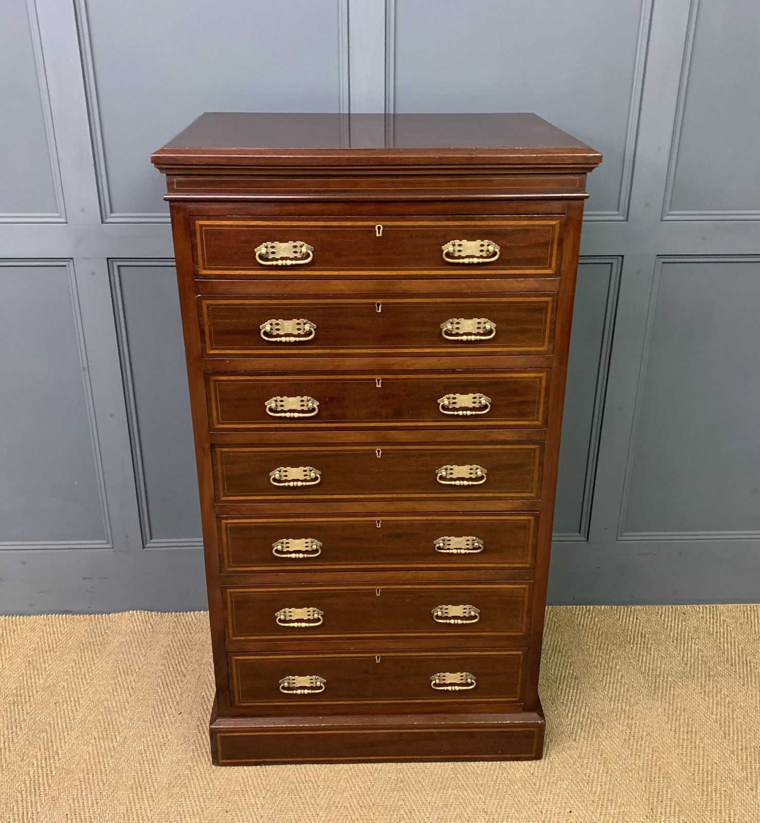 Maple & Co Inlaid Mahogany Pillar Chest