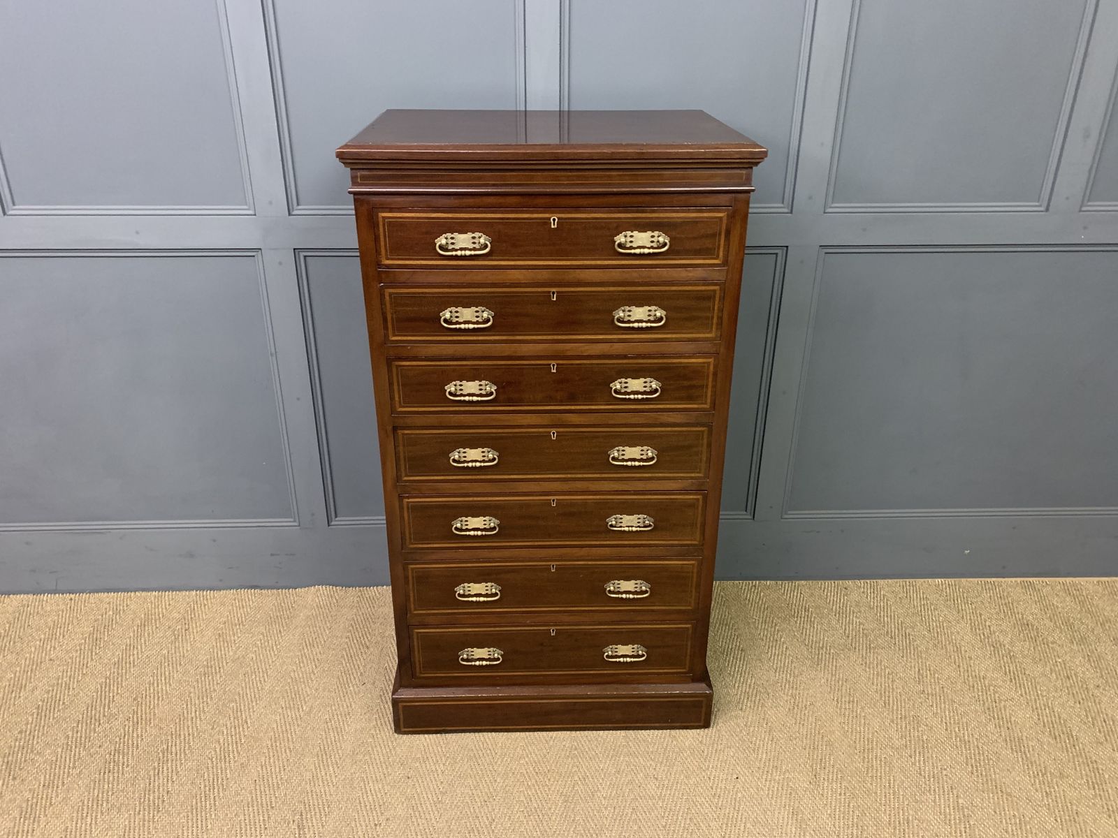 Maple & Co Inlaid Mahogany Pillar Chest photo furniture
