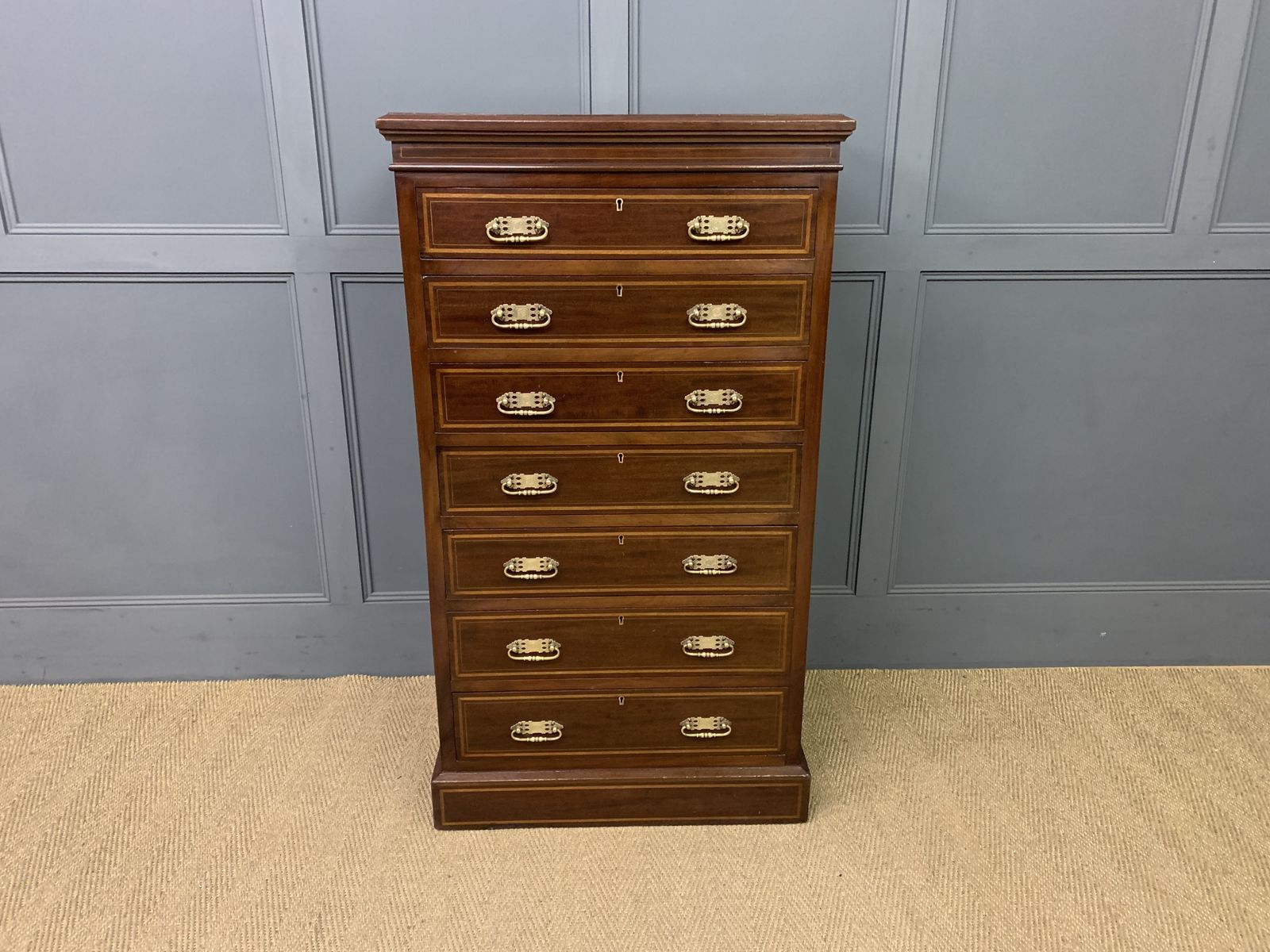Maple & Co Inlaid Mahogany Pillar Chest photo for sale