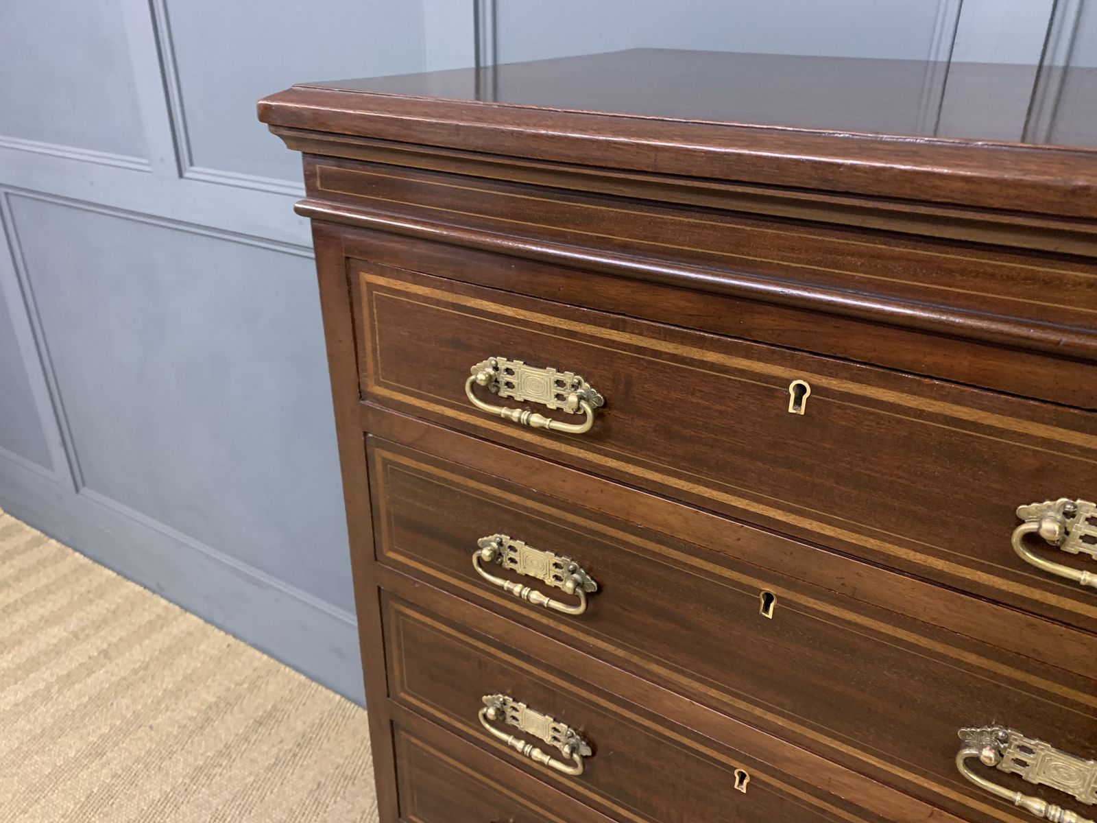 Maple & Co Inlaid Mahogany Pillar Chest photo vinterior
