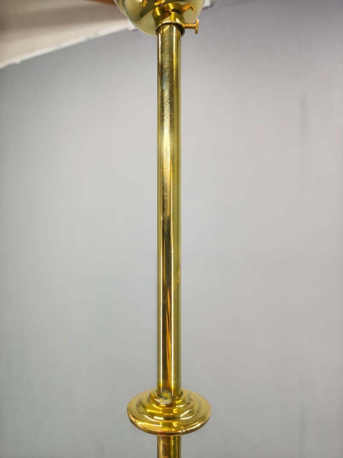 photo vinterior Art Deco Brass Pendant With Geometric Opaline Glass, Czechoslovakia 1930s
