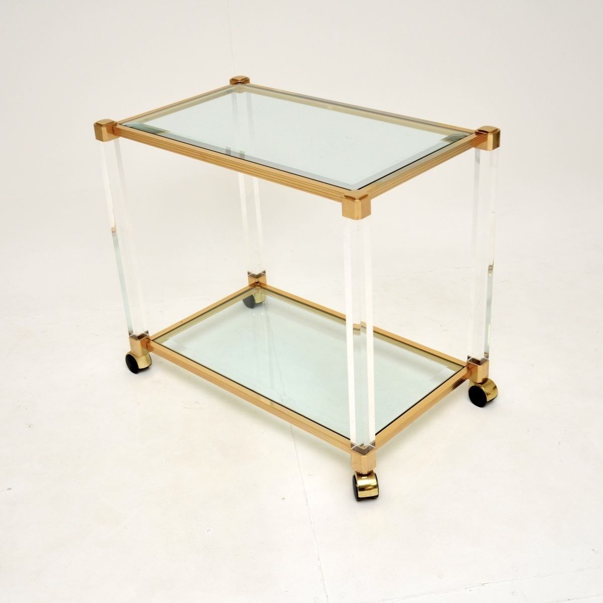 Vintage French Lucite And Gold Plated Drinks Trolley photo Furniture
