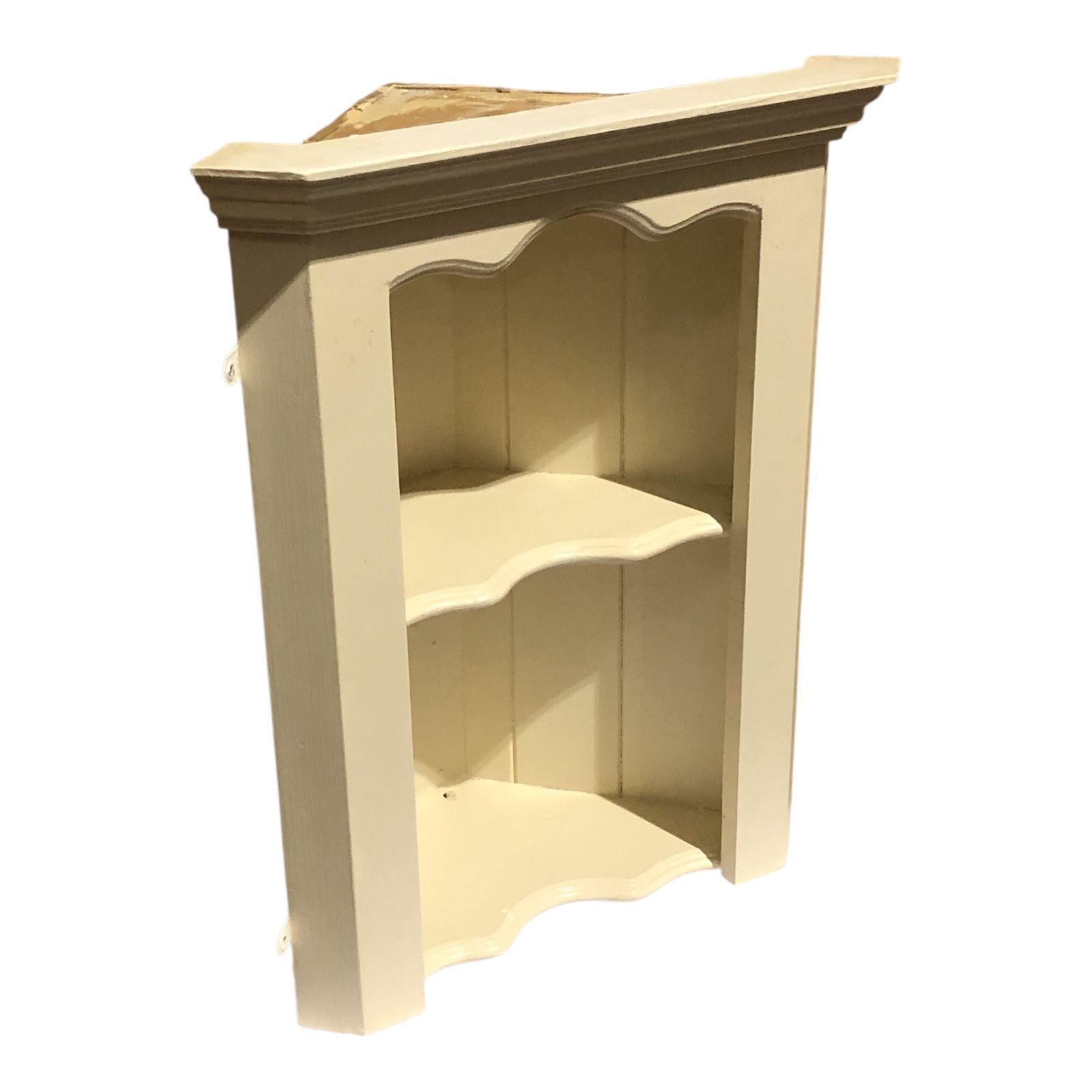 Handsome Vintage Painted Pine Corner Shelf photo 129.0