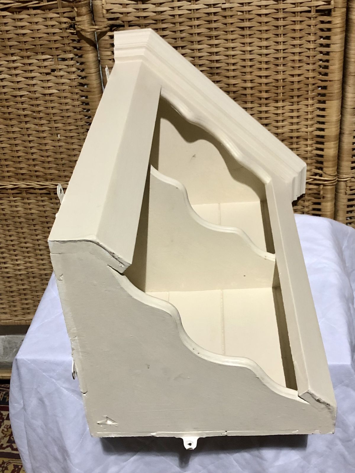 Handsome Vintage Painted Pine Corner Shelf photo buy