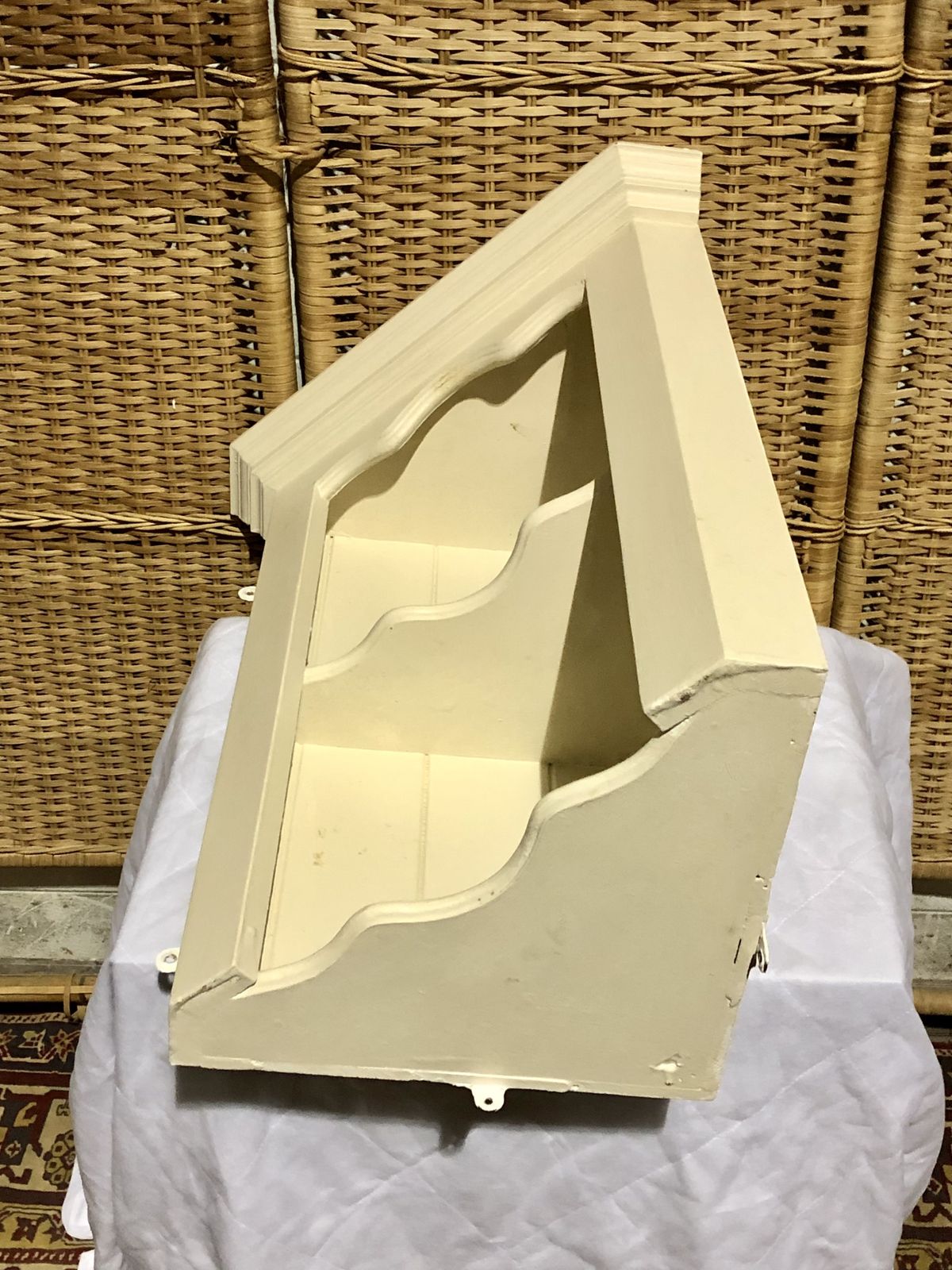 Handsome Vintage Painted Pine Corner Shelf photo vintage