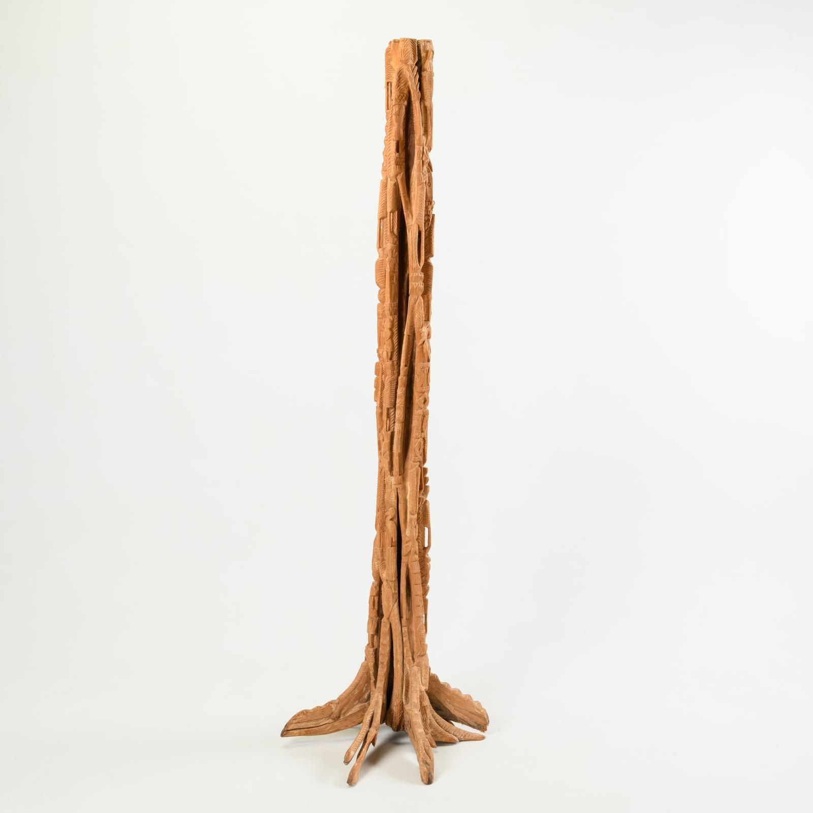 Zande Or Mangbetu Workshop Attribution, Northern Democratic Republic Of Congo Carved Limba Column photo Art