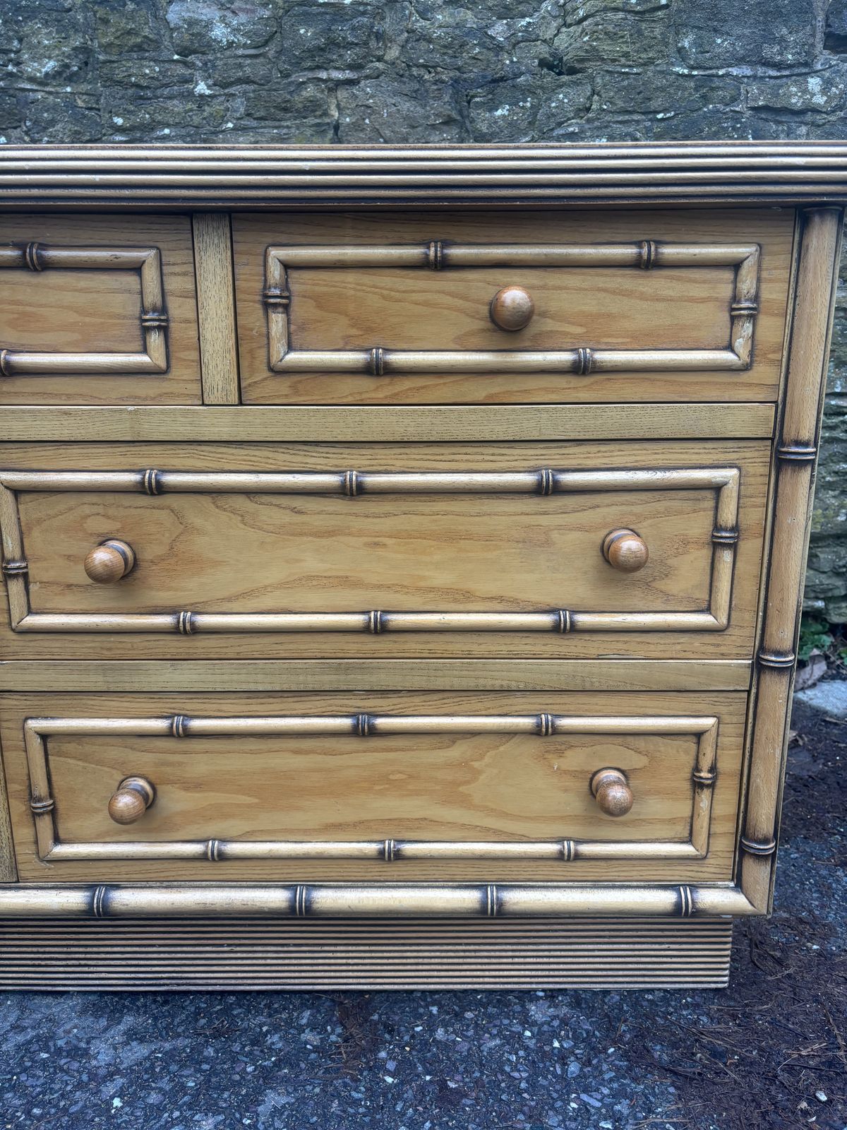 Vintage Harrods Faux Bamboo Chest Of Drawers Sideboard photo vinterior