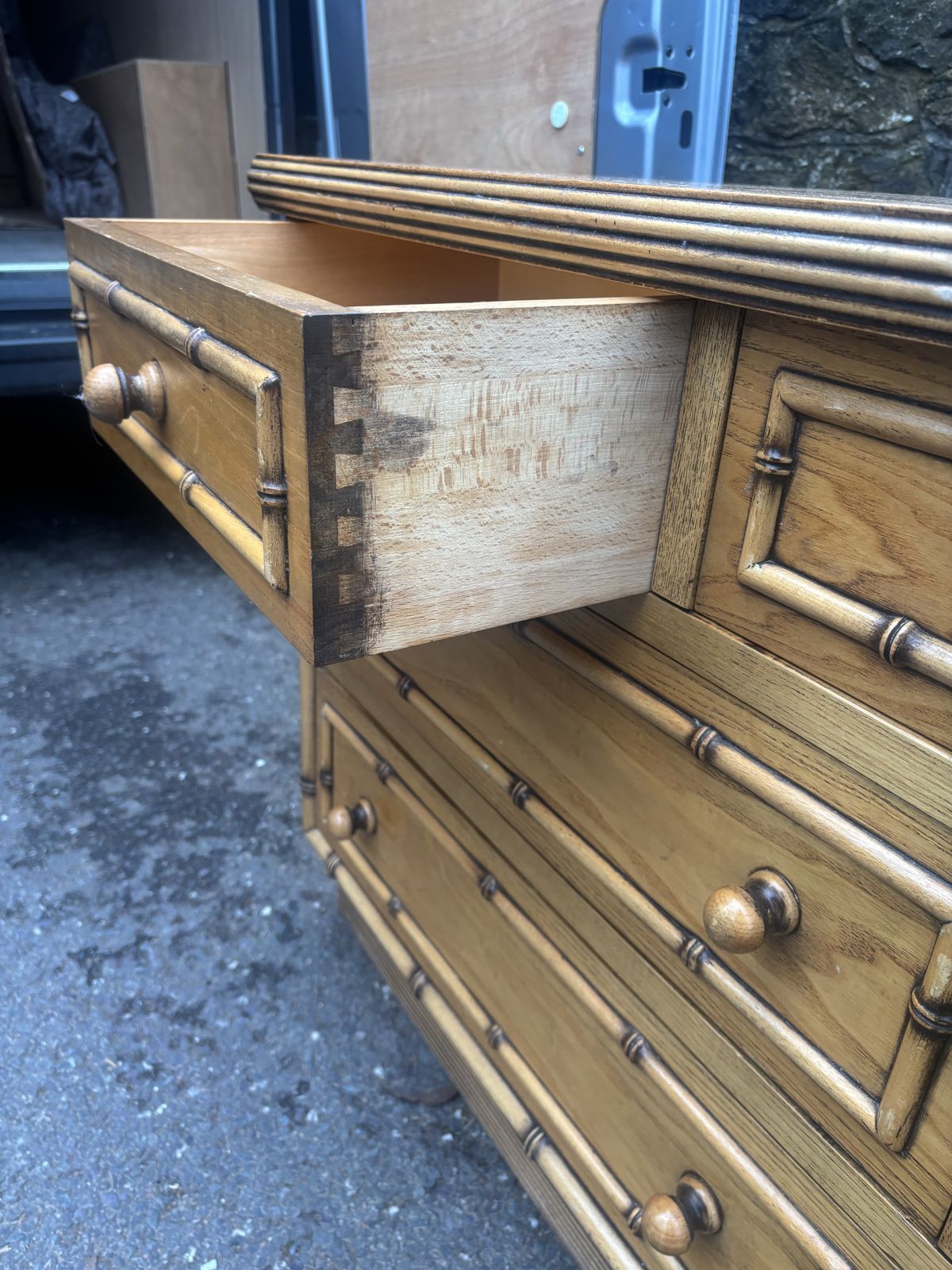 Vintage Harrods Faux Bamboo Chest Of Drawers Sideboard photo buy