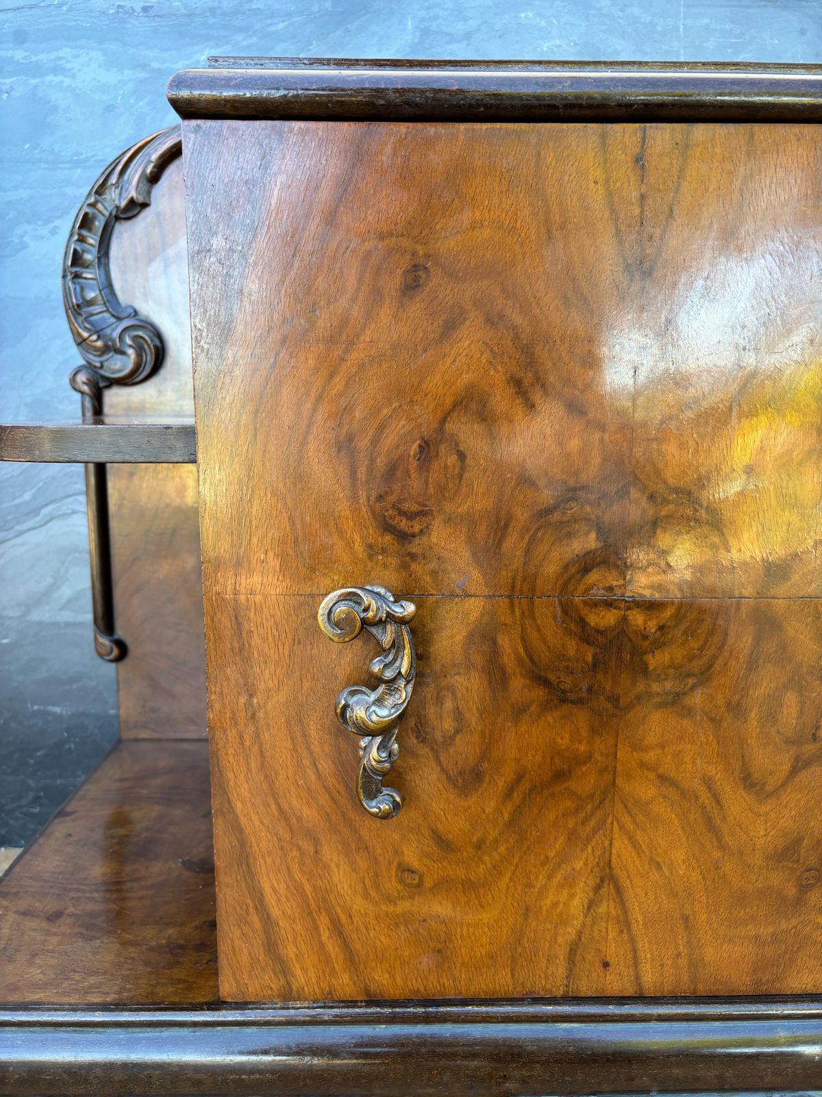 Pair Of Art Deco Walnut Bedside Nightstands, 1930s photo vintage