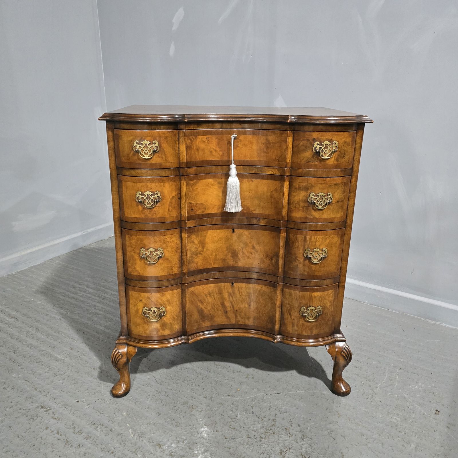 Outstanding Concave Walnut Chest Of Drawers