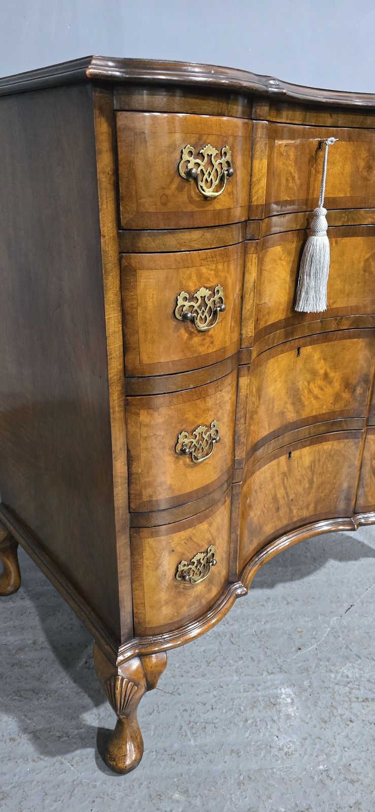 Outstanding Concave Walnut Chest Of Drawers photo for sale