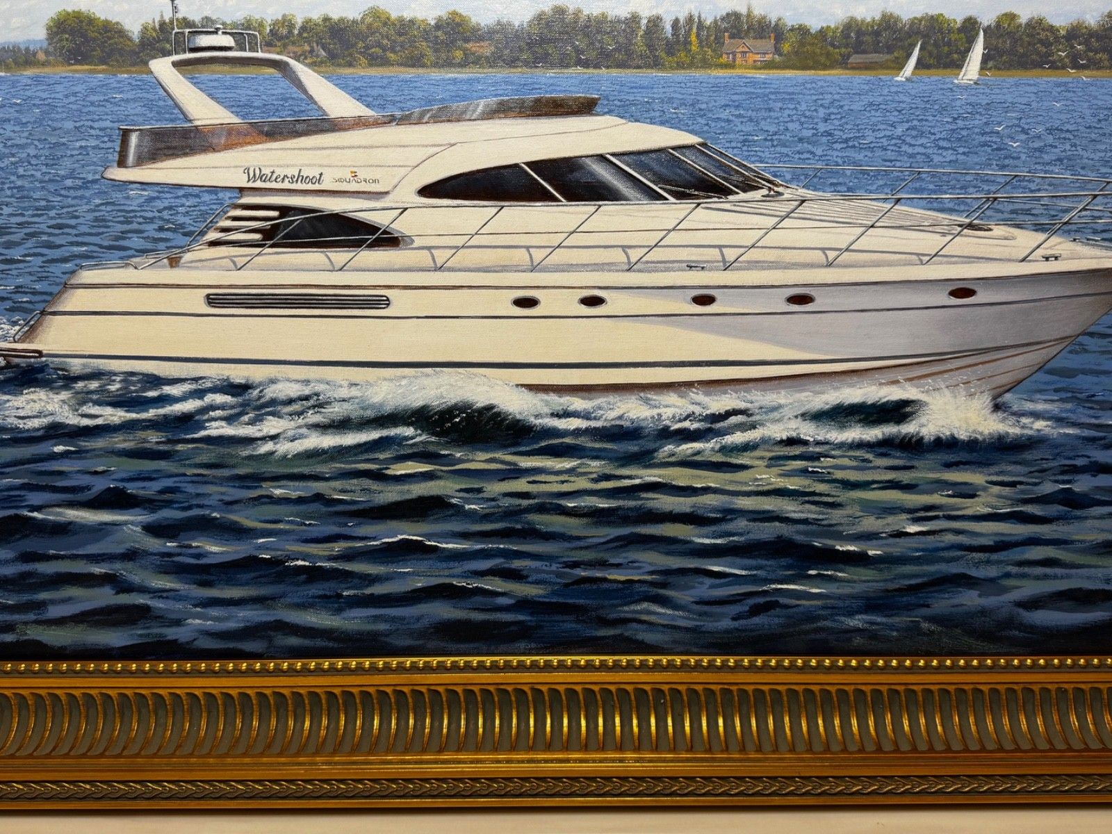 Oil Painting Lake Windermere Ascendancy — Fairline Squadron 50 Yacht By Edward Hersey photo 4950.0