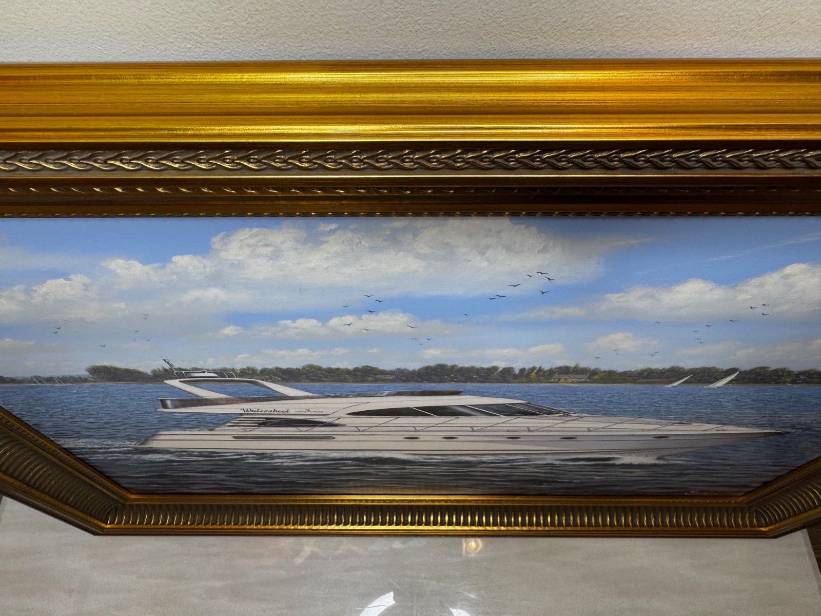photo furniture Oil Painting Lake Windermere Ascendancy — Fairline Squadron 50 Yacht By Edward Hersey