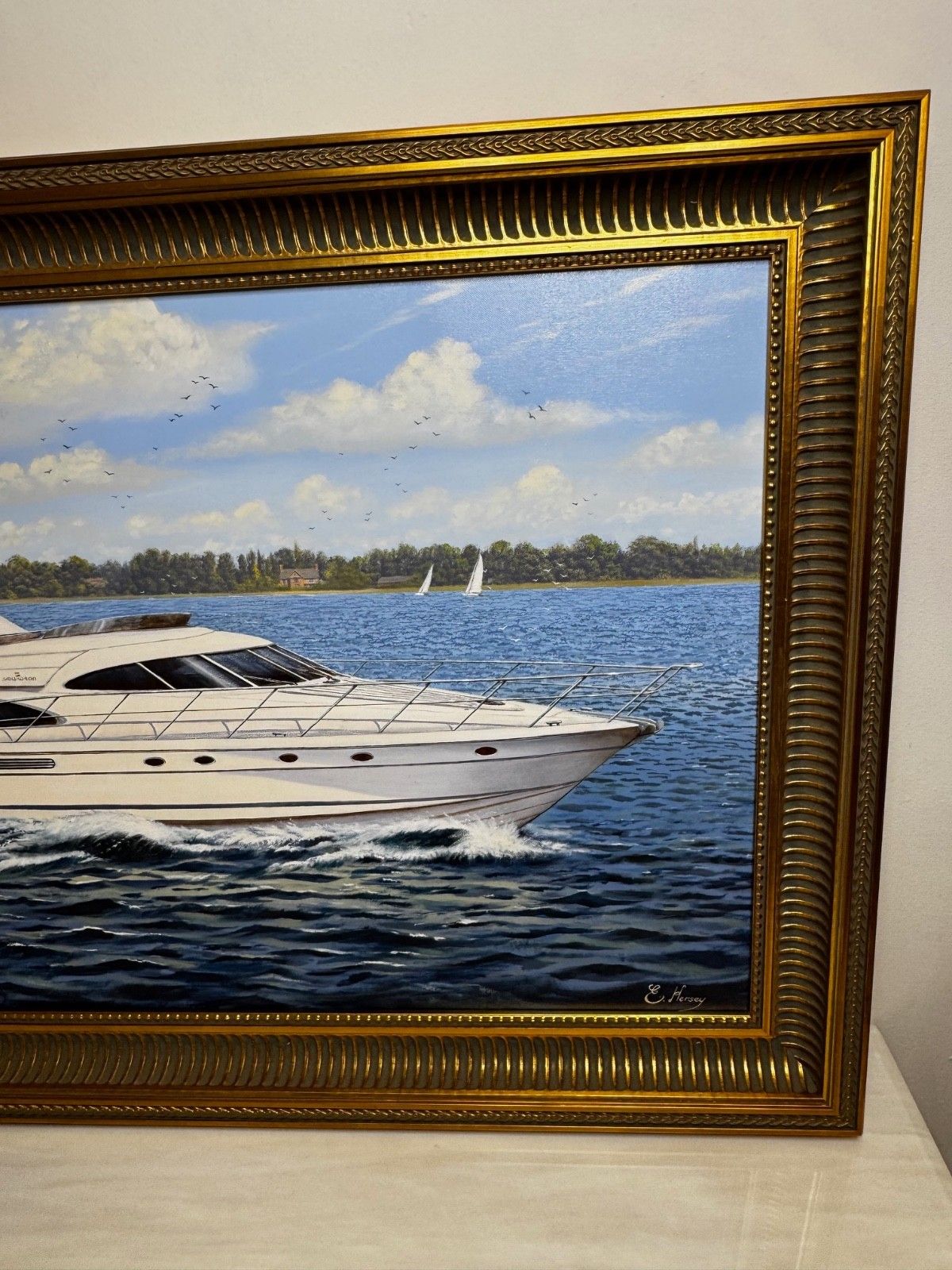 photo for sale Oil Painting Lake Windermere Ascendancy — Fairline Squadron 50 Yacht By Edward Hersey
