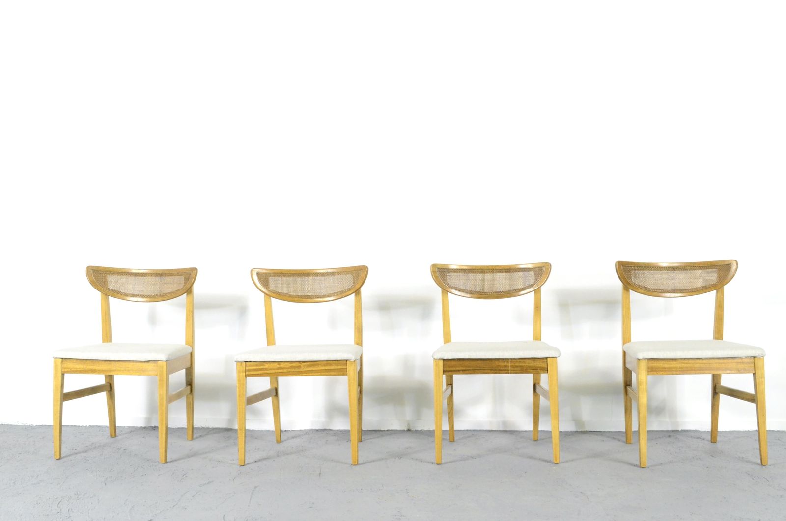 Very Rare Set Of 4 Vintage Midcentury Teak And Cane Bergere Chairs photo 499.0