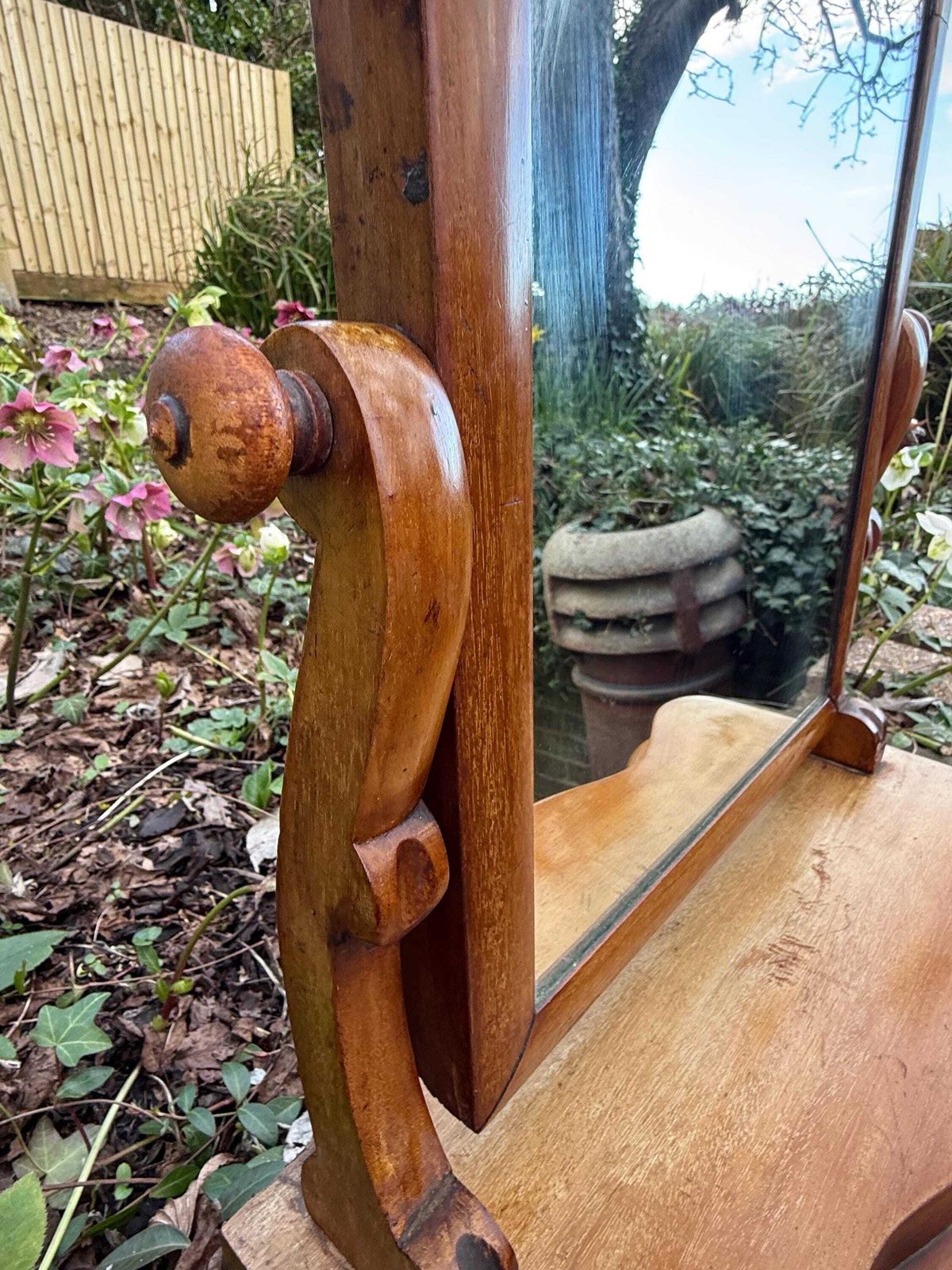 Antique Edwardian Solid Wood Dressing Table Swing Mirror Circa 1910 photo vinterior