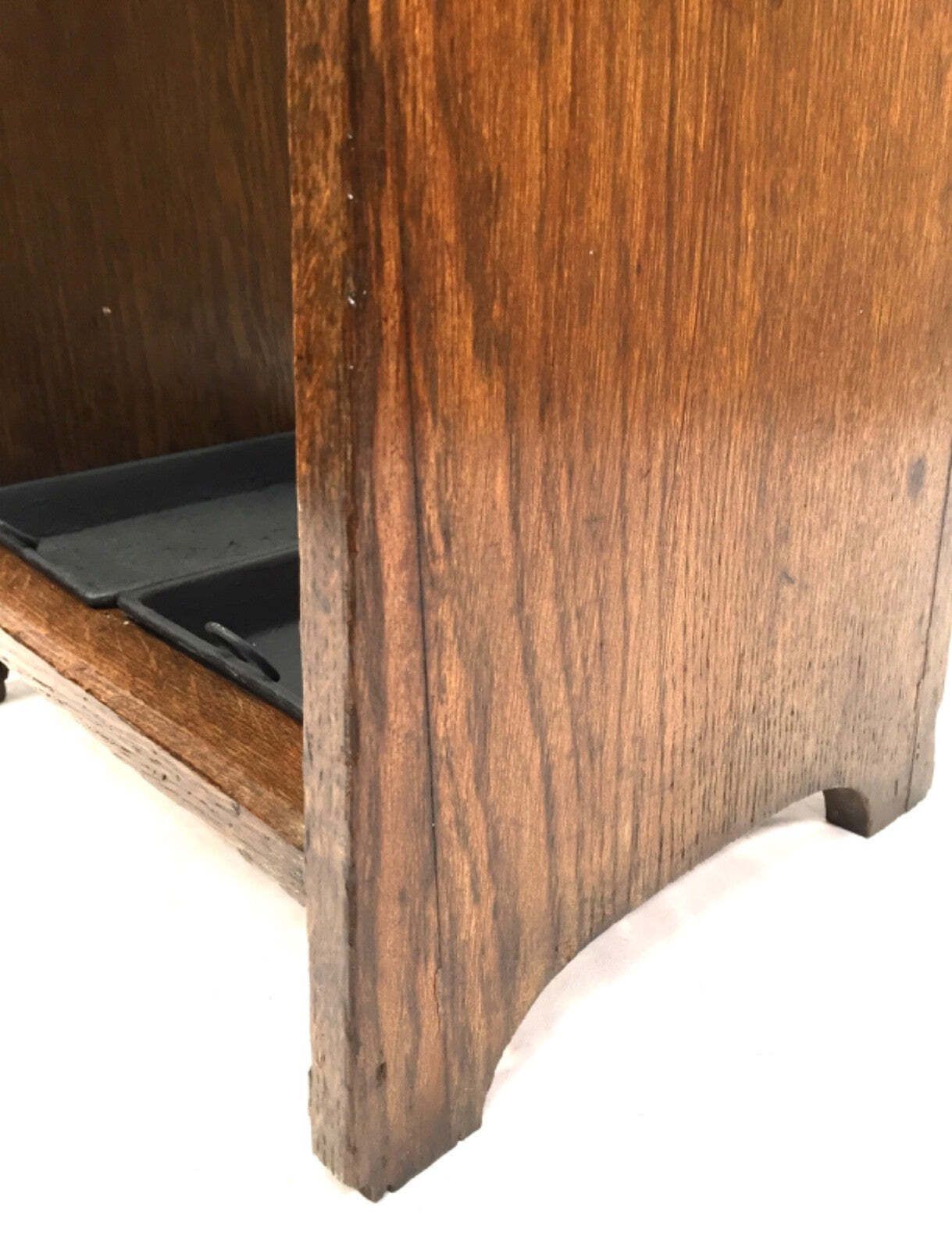 photo furniture Antique Entrance Hall Arts & Crafts Oak Wooden Stick / Umbrella Stand C.1930