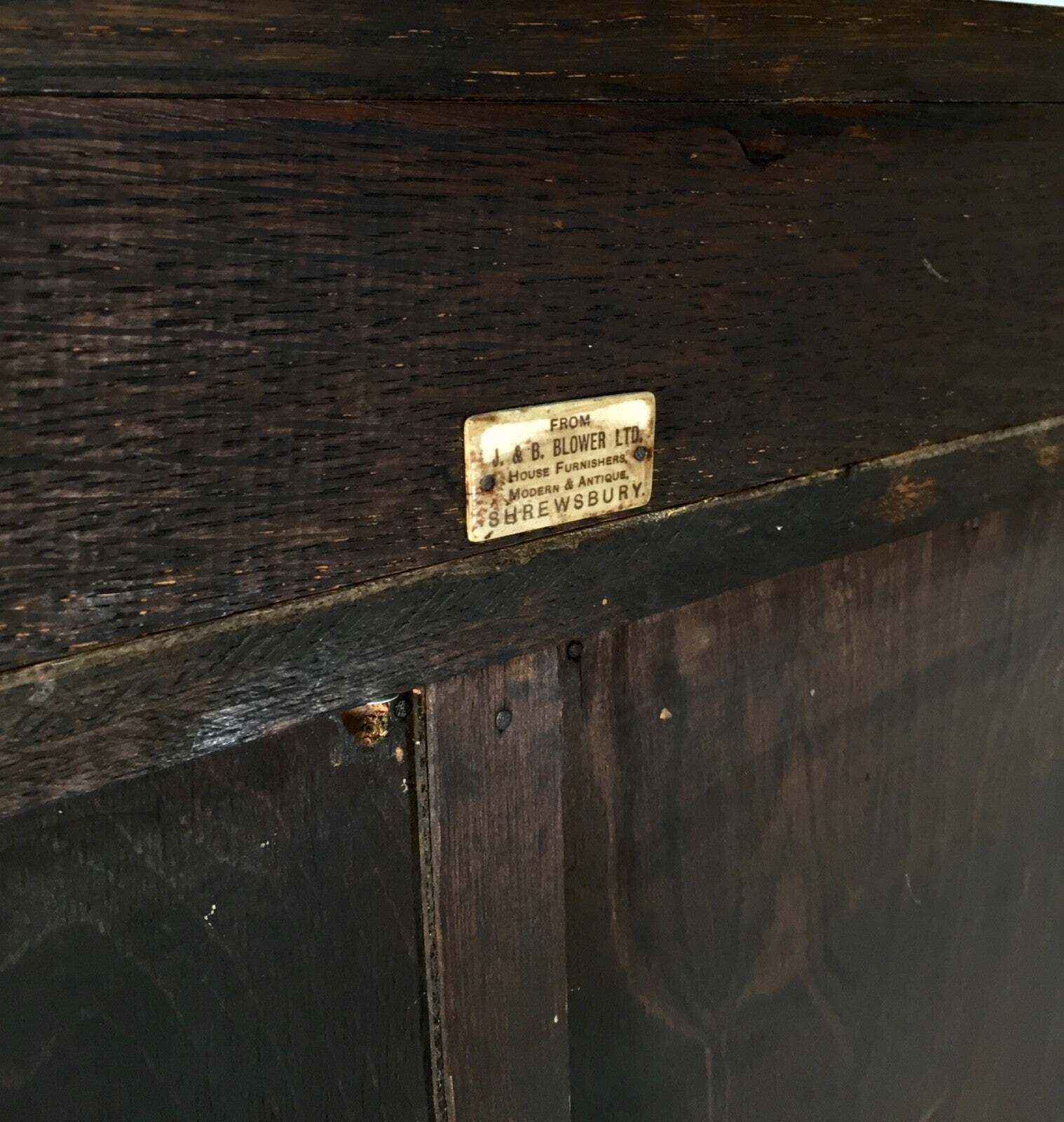 Furniture Antique 1920s Oak Wooden Display Bookcase Cabinet With Glazed Doors Sideboard photo