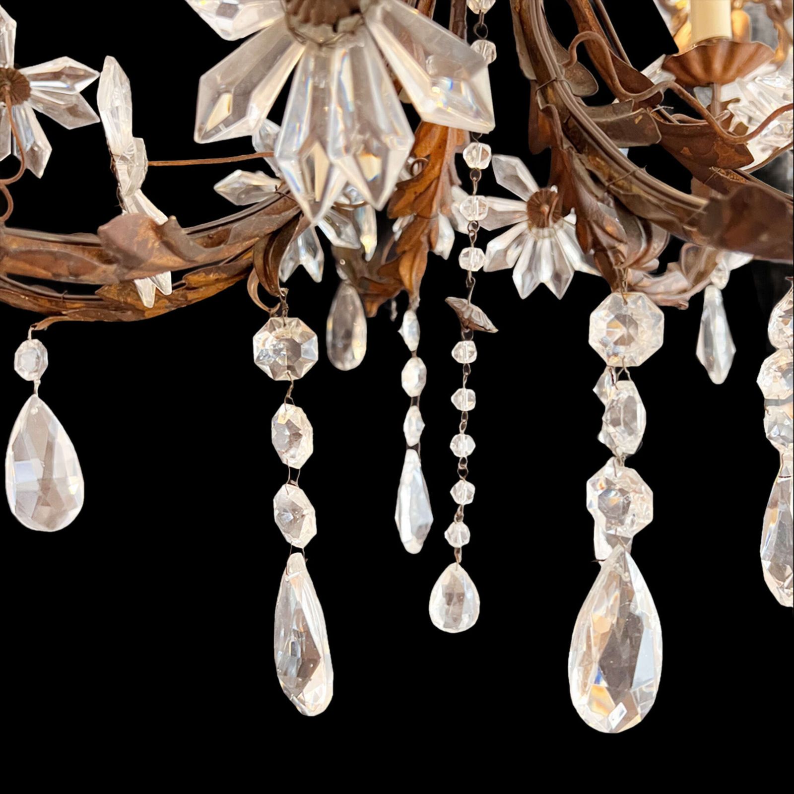 French Decorative Large Chandelier With Flowers With Six Arms, 1920s photo for sale