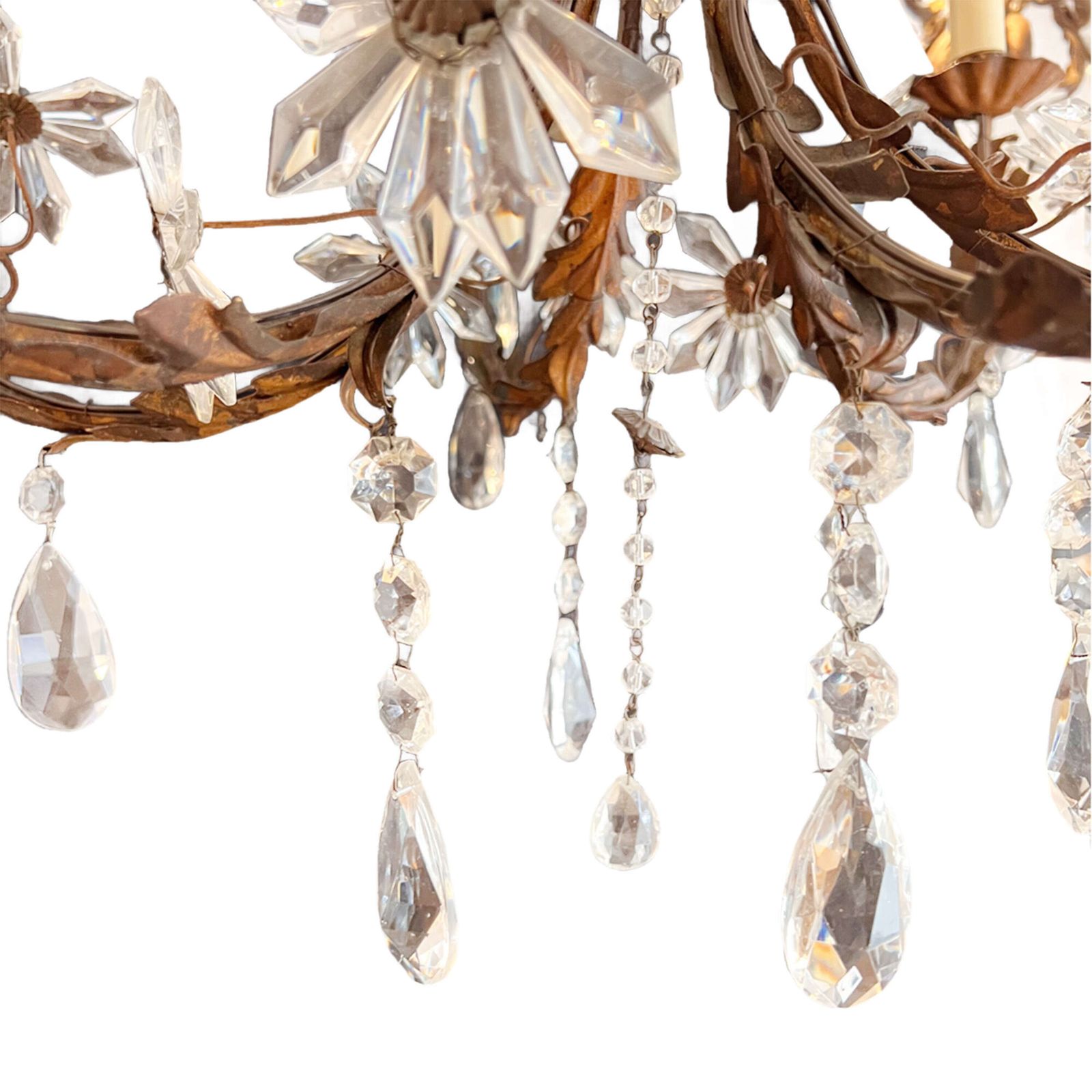 French Decorative Large Chandelier With Flowers With Six Arms, 1920s photo buy