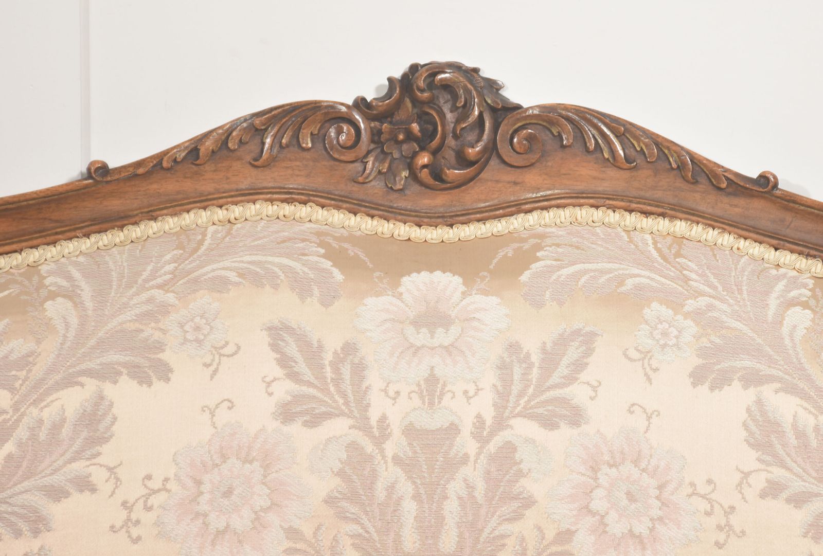 Louis XV Style Carved Walnut Settee With Damask Upholstery photo furniture