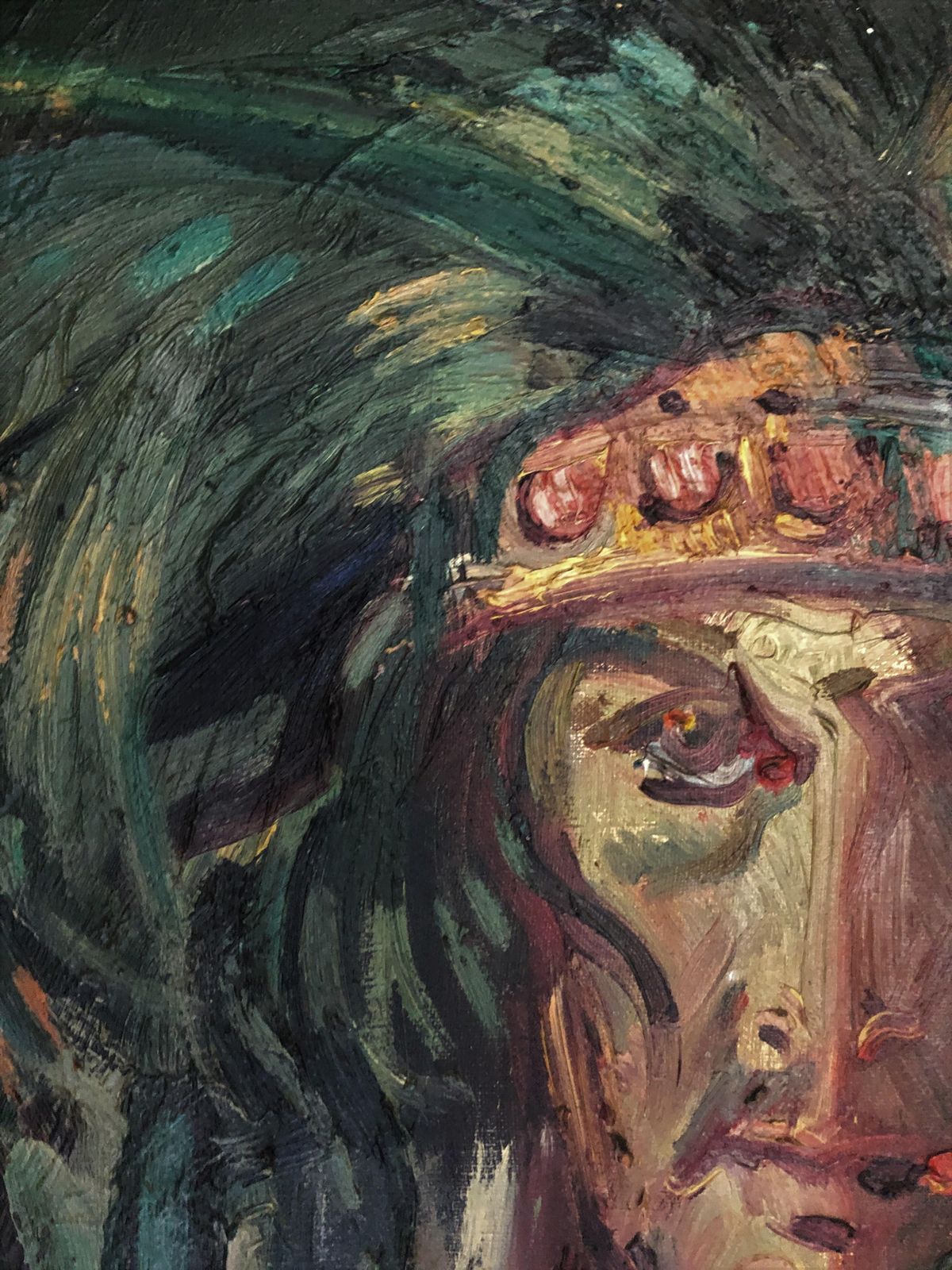 Joan Cruspinera Spanish Expressionist Portrait Painting Bohemian Hippie Figure Oil On Canvas photo vinterior