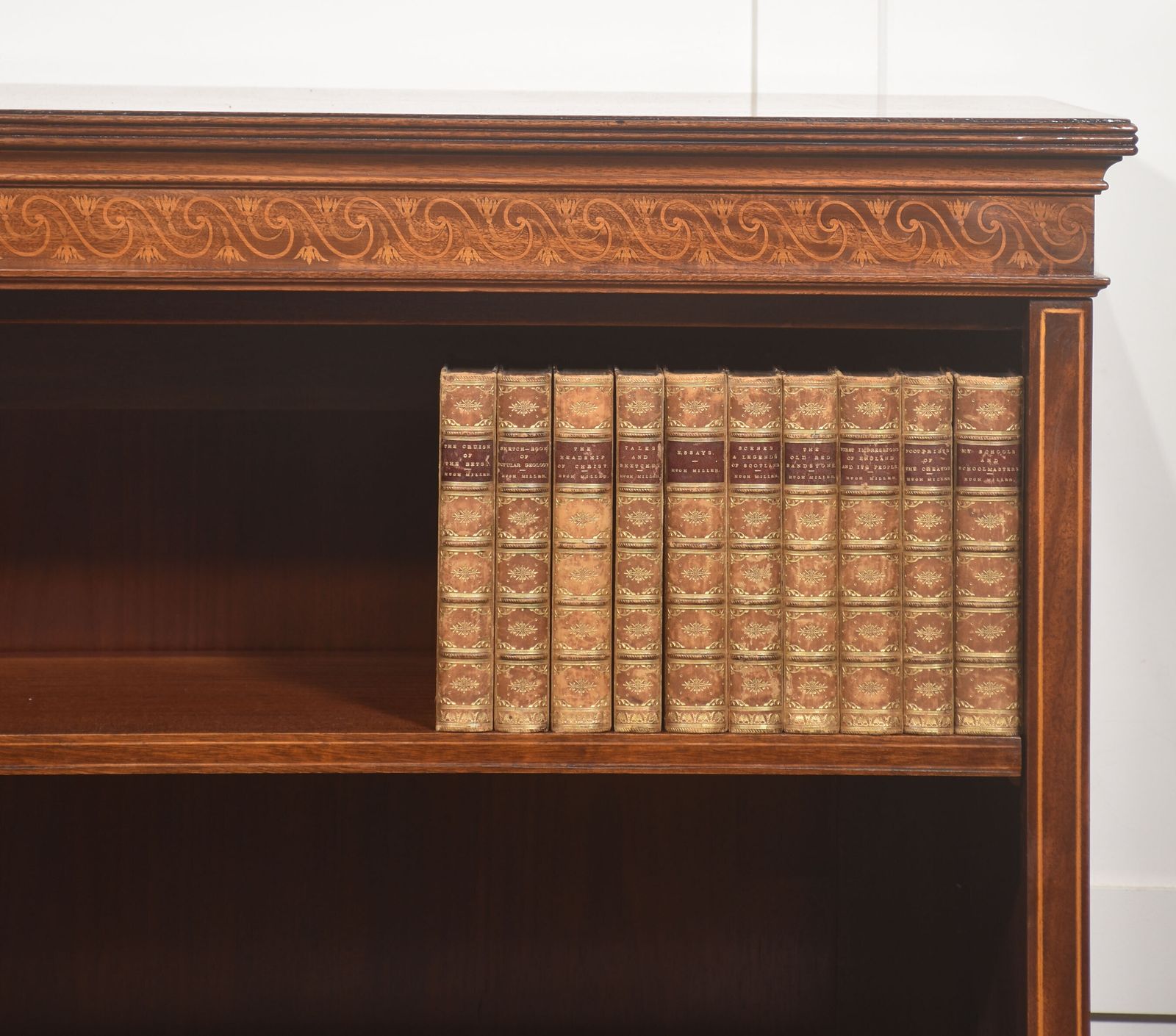 Late 19th Century Inlaid Mahogany Open Bookcase photo furniture