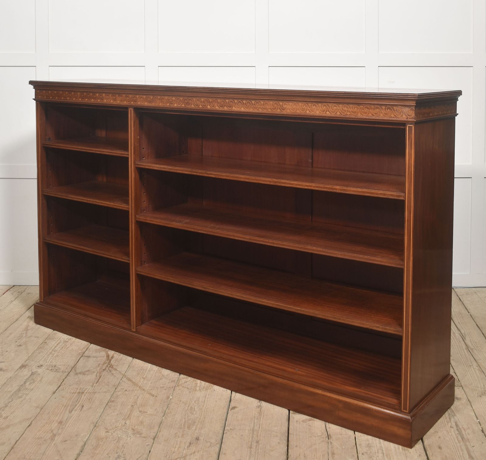 Late 19th Century Inlaid Mahogany Open Bookcase photo 3354.0