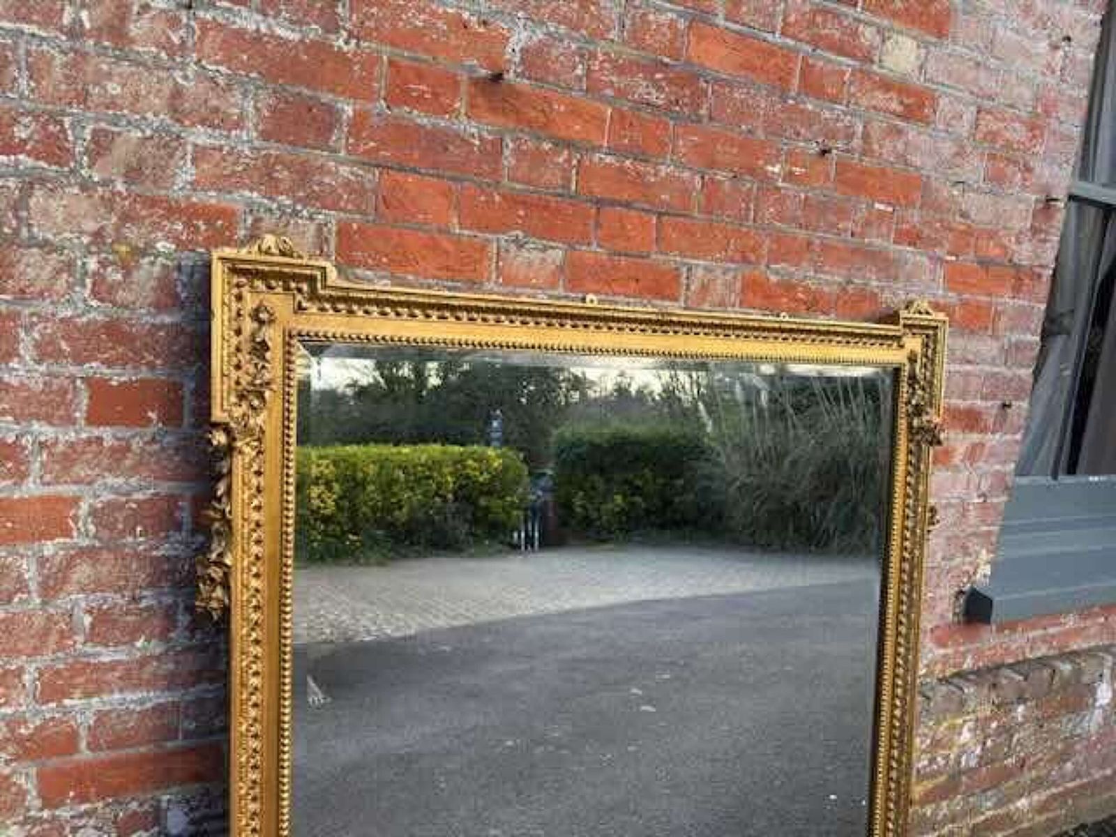 A Fabulous Large Antique English 19th C Shaped Top Gilt Overmantle Mirror. photo furniture