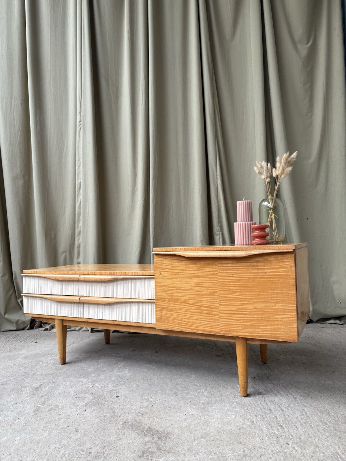 Vtg Mid Century Telephone Side Table Entranceway Hallway Bench Seat Danish R54 photo furniture