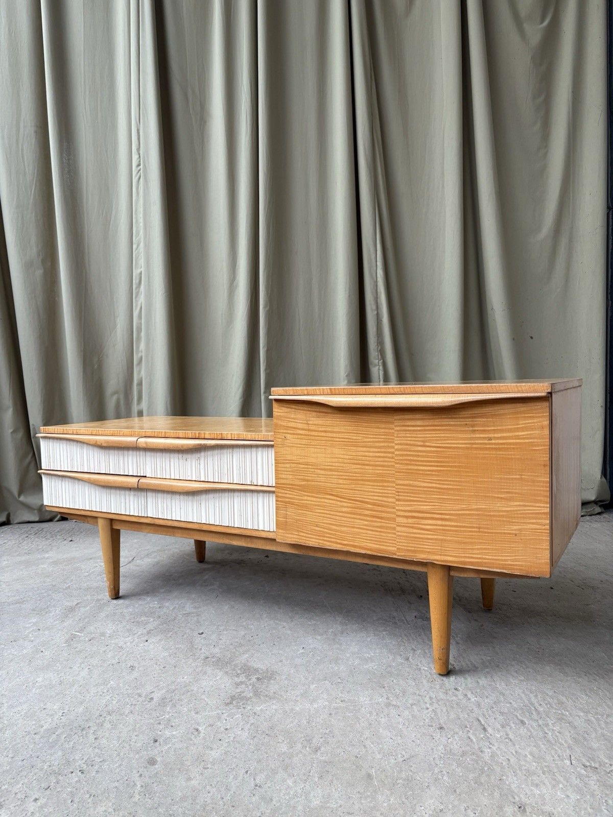 Vtg Mid Century Telephone Side Table Entranceway Hallway Bench Seat Danish R54 photo vinterior