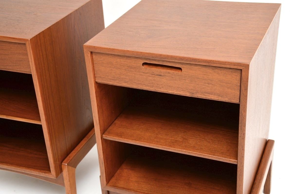 Pair Of Danish Vintage Teak Bedside Cabinets By Ib Kofod Larsen photo Furniture