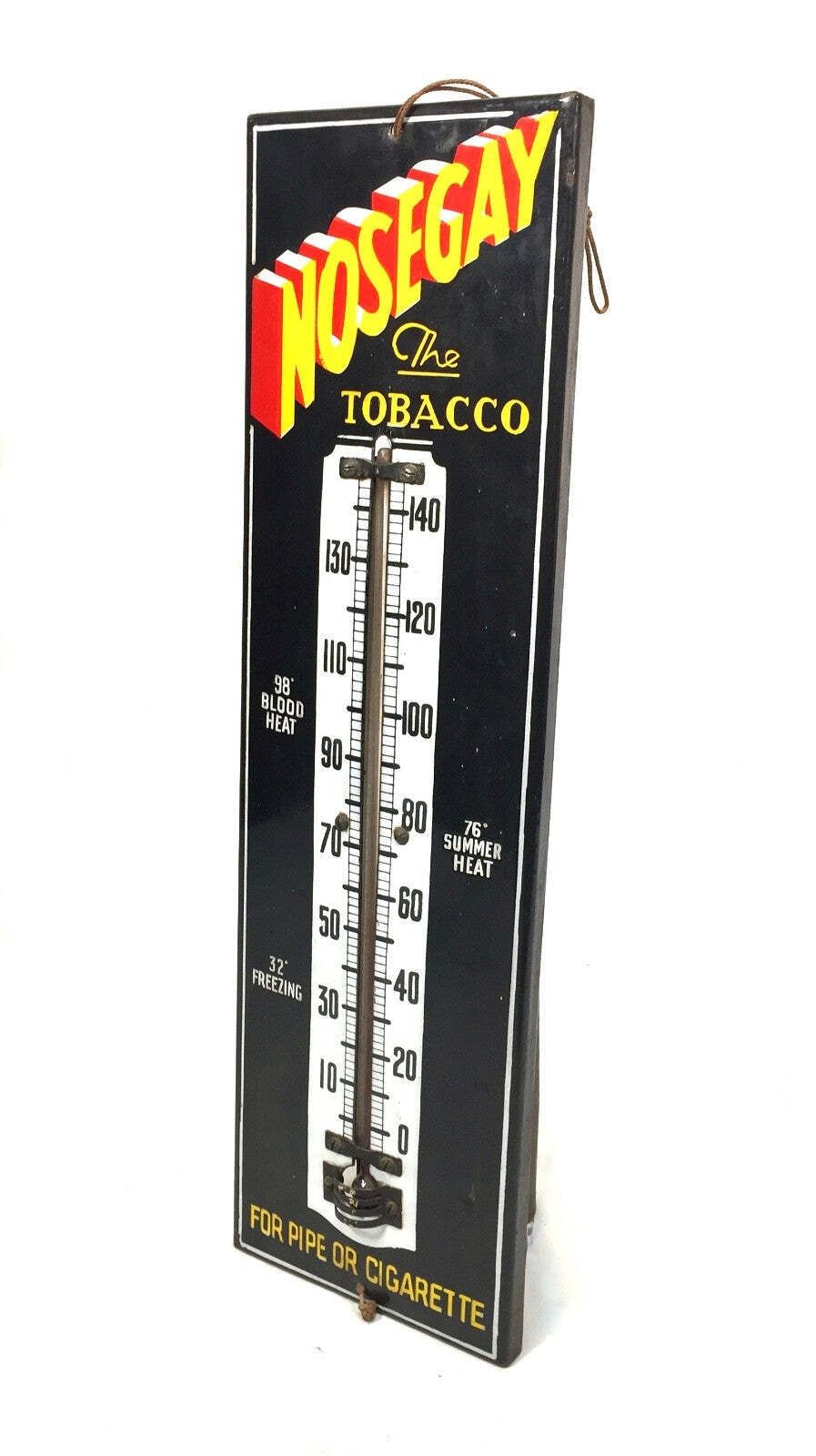 Antique Advertising Nosegay Tobacco Wall Hanging Thermometer Plaque Enamel Sign photo for sale