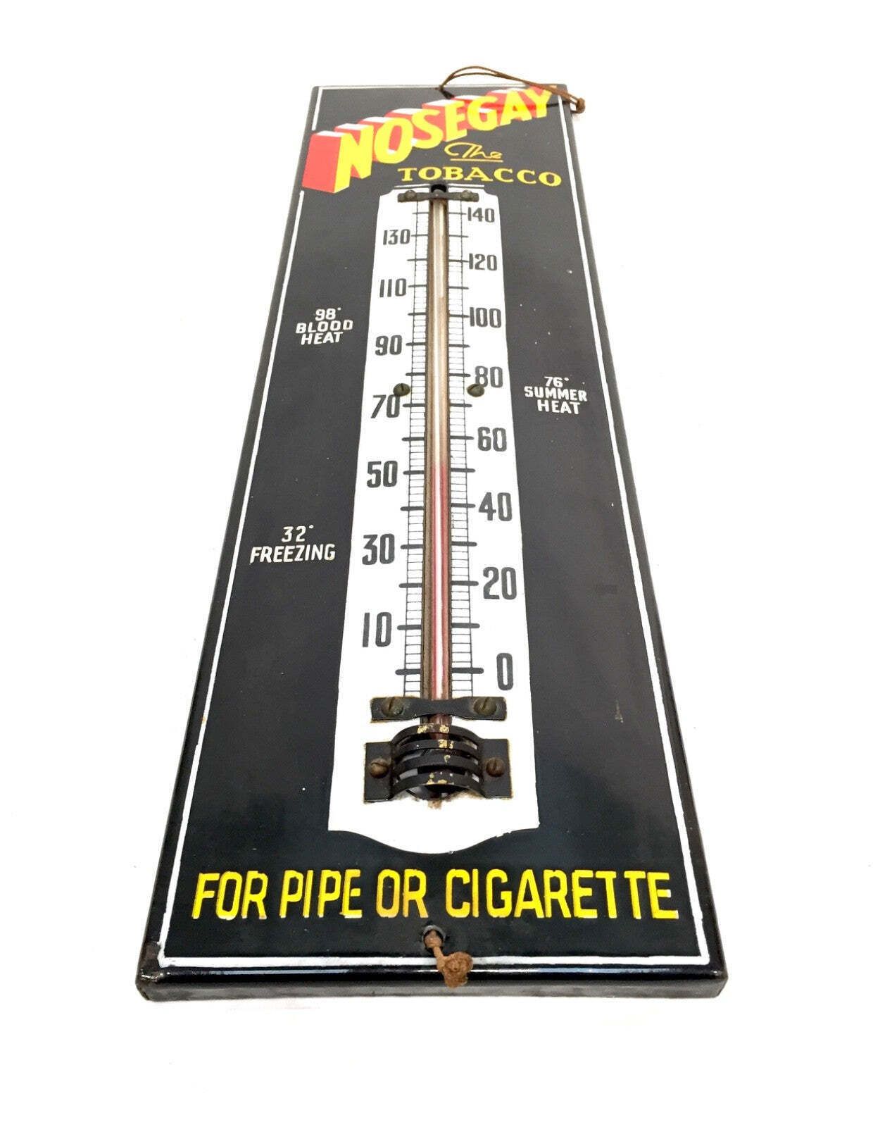 photo for sale Antique Advertising Nosegay Tobacco Wall Hanging Thermometer Plaque Enamel Sign