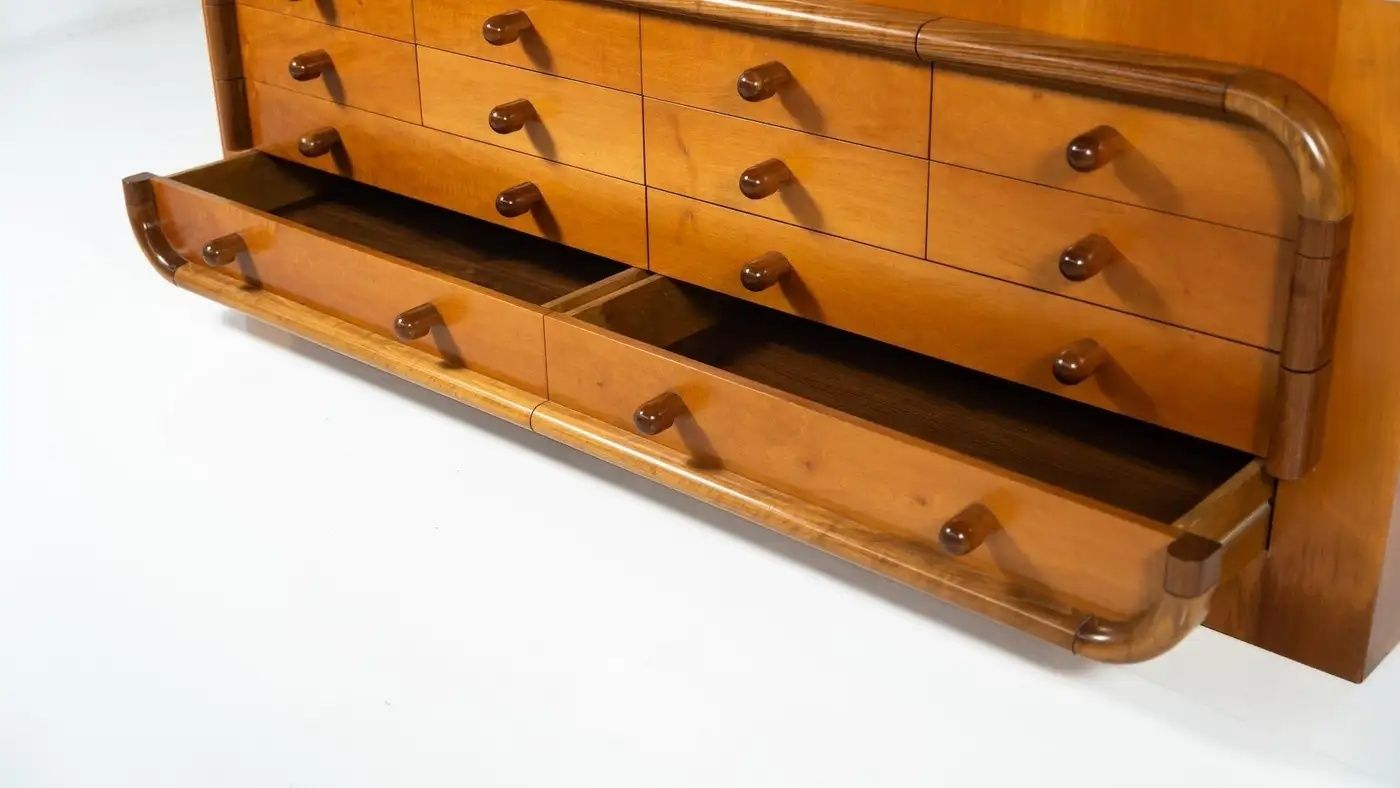 Mid Century Sideboard With Drawers Walnut Italy 1960s photo vinterior