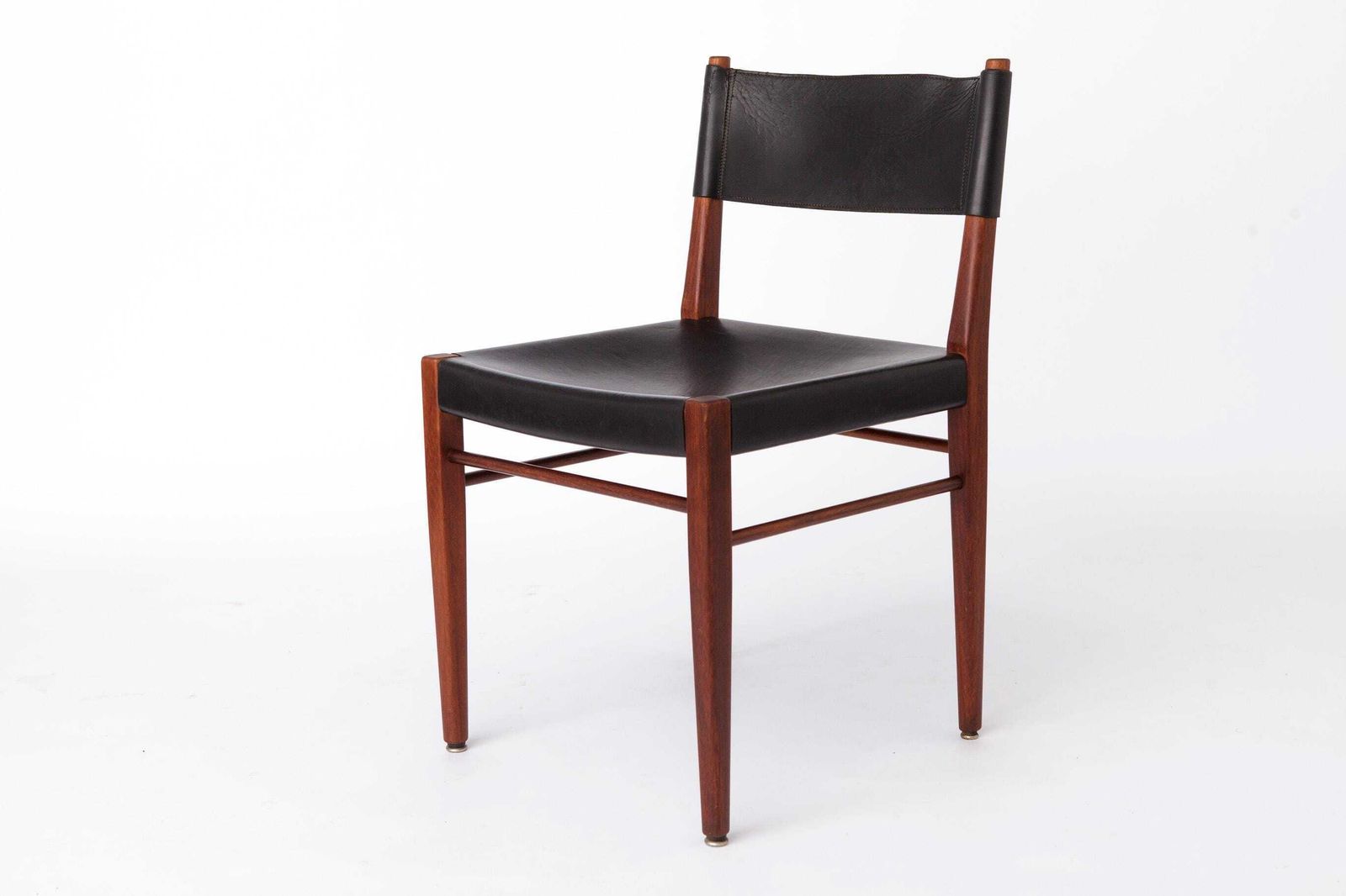 Set Of 3 Helmut Magg Dining Chairs – Model 3024 For Deutsche Werkstätten, Mid Century Teak Chairs With Black Saddle Leather photo 934.0