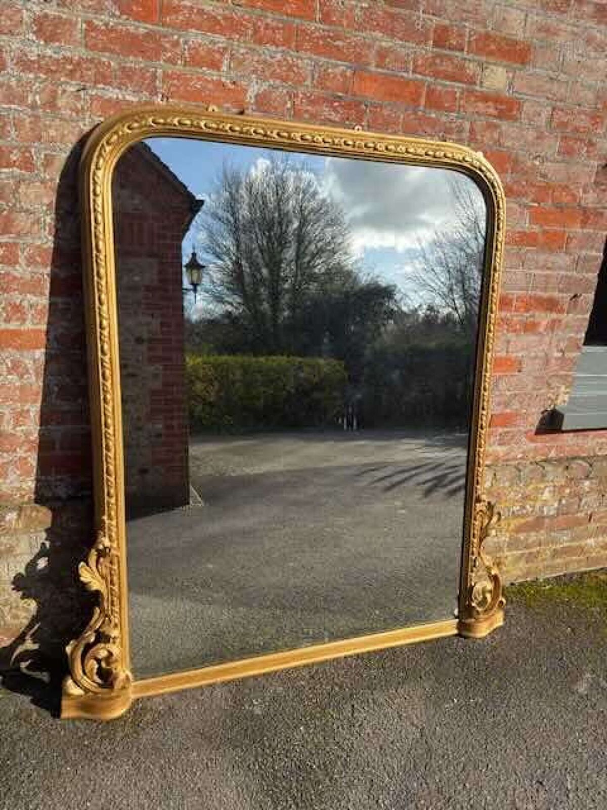 A Stunning Large Antique English 19th C Arched Top Gilt Overmantle Mirror. photo buy