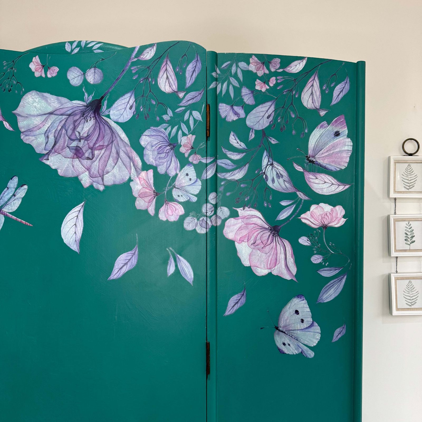 photo furniture Vintage Wardrobe Armoire Painted Teal Green With Florals