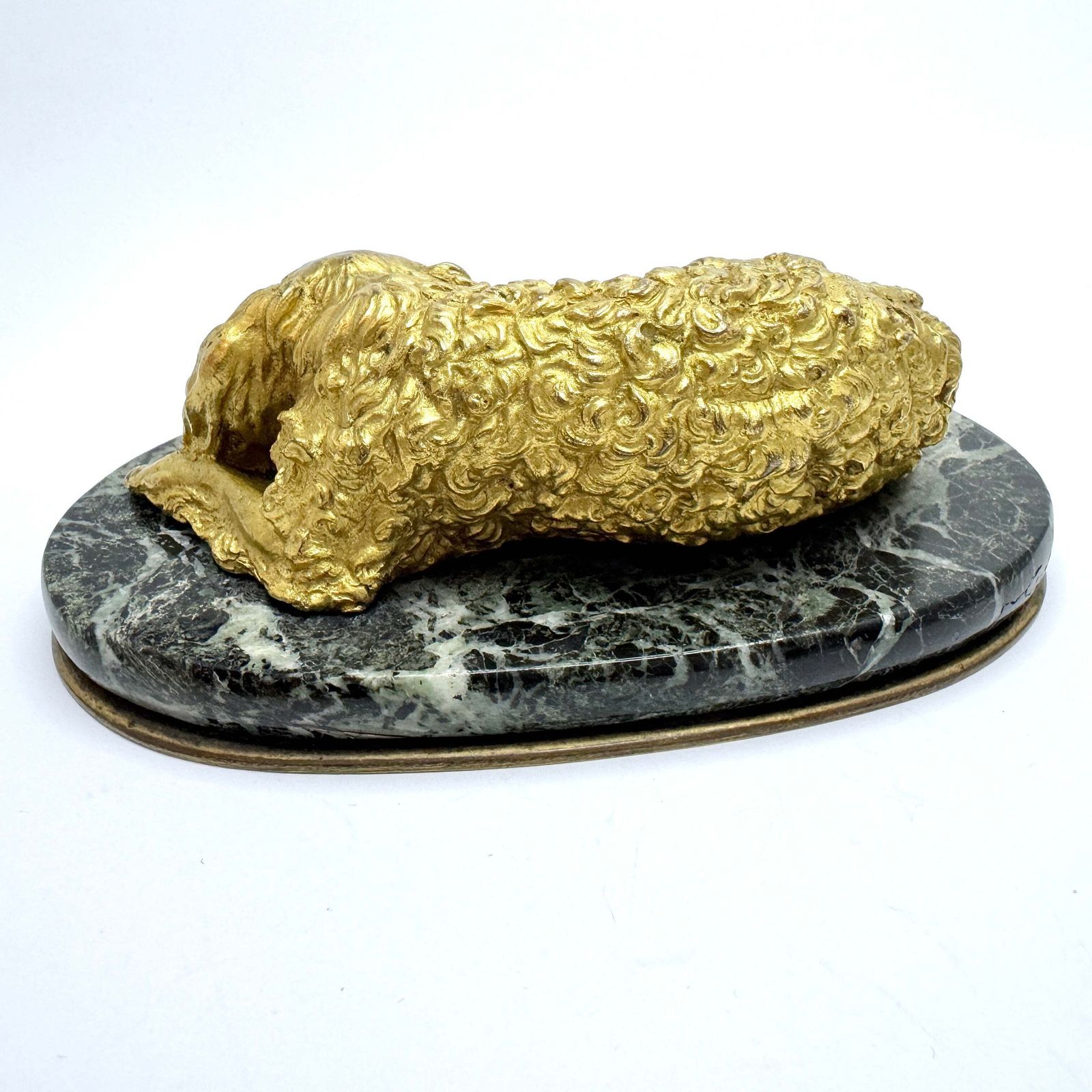 Antique Victorian Massive Bronze Marble Paperweight. Cocker Spaniel Dog. Prob. France. photo for sale