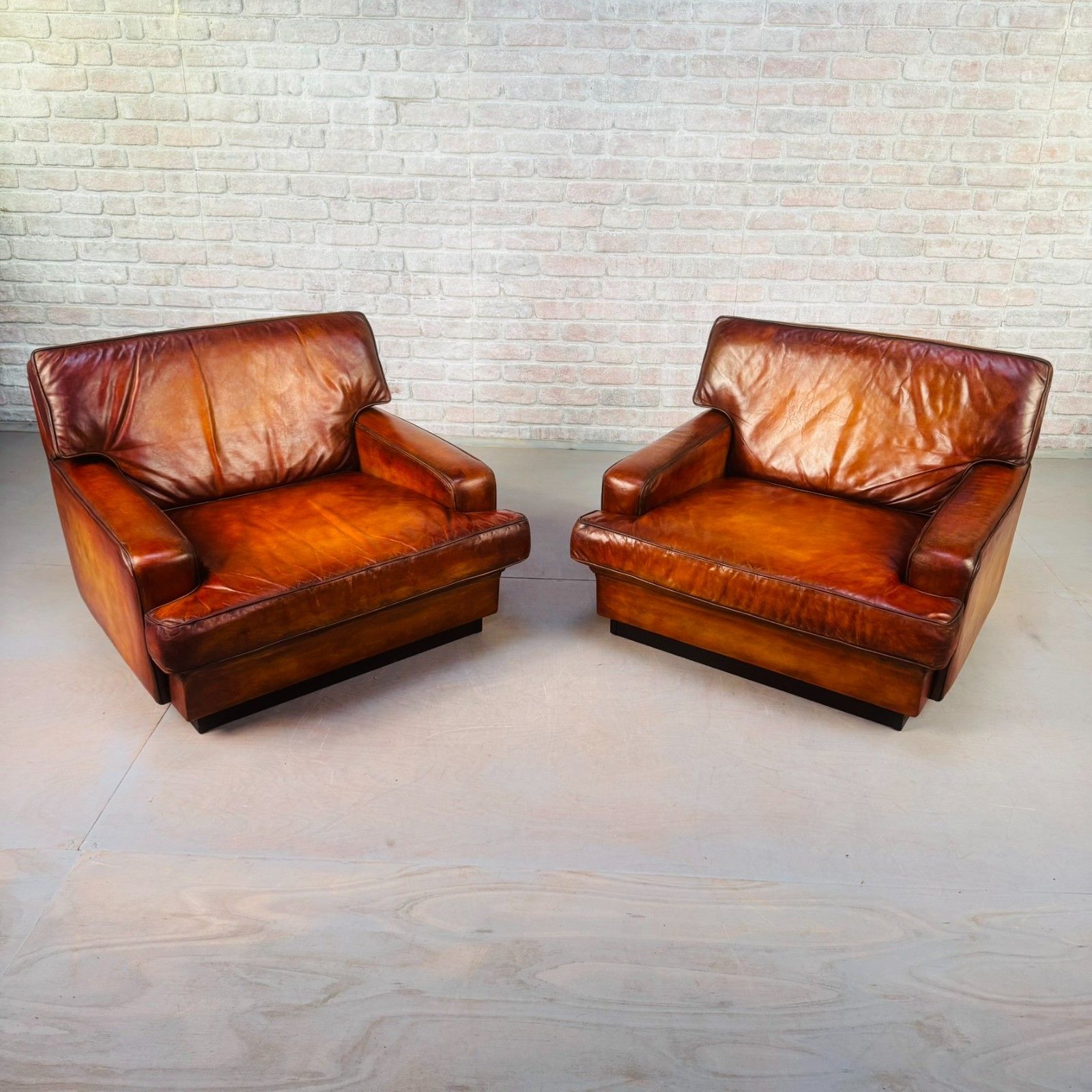 Pair Of Arne Norell Swedish Tan Leather Lounge Chairs photo for sale