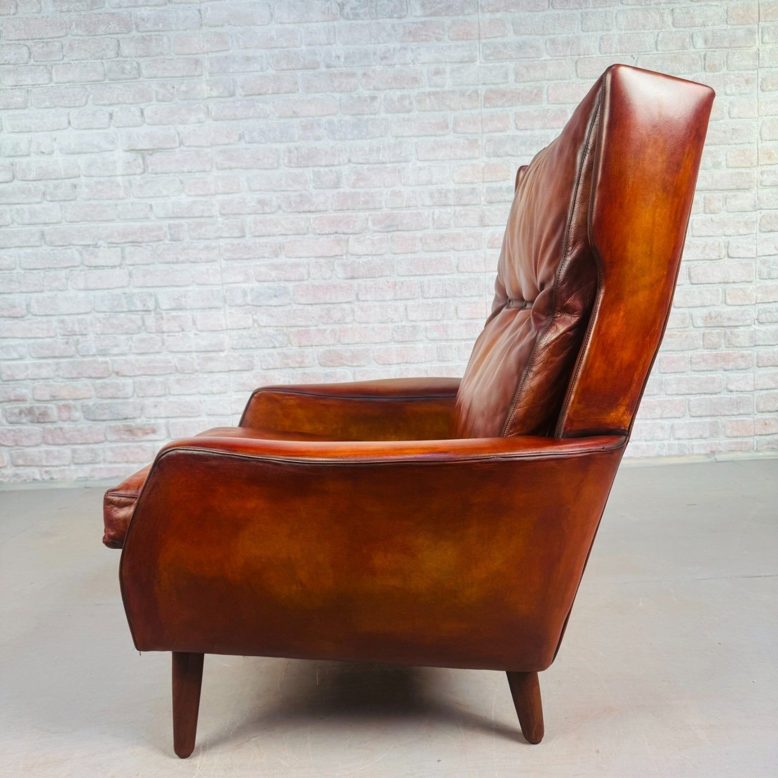 Vintage Danish Cognac Leather High Back Armchair By Skippers photo buy