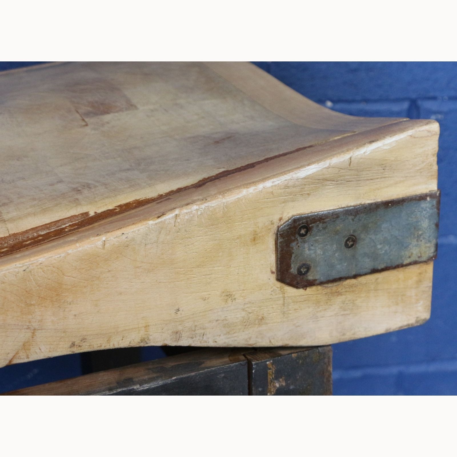 A Large Vintage Beech And Maple Butchers Block On Painted Pine Stand Kitchen Island, Chopping Board photo vinterior