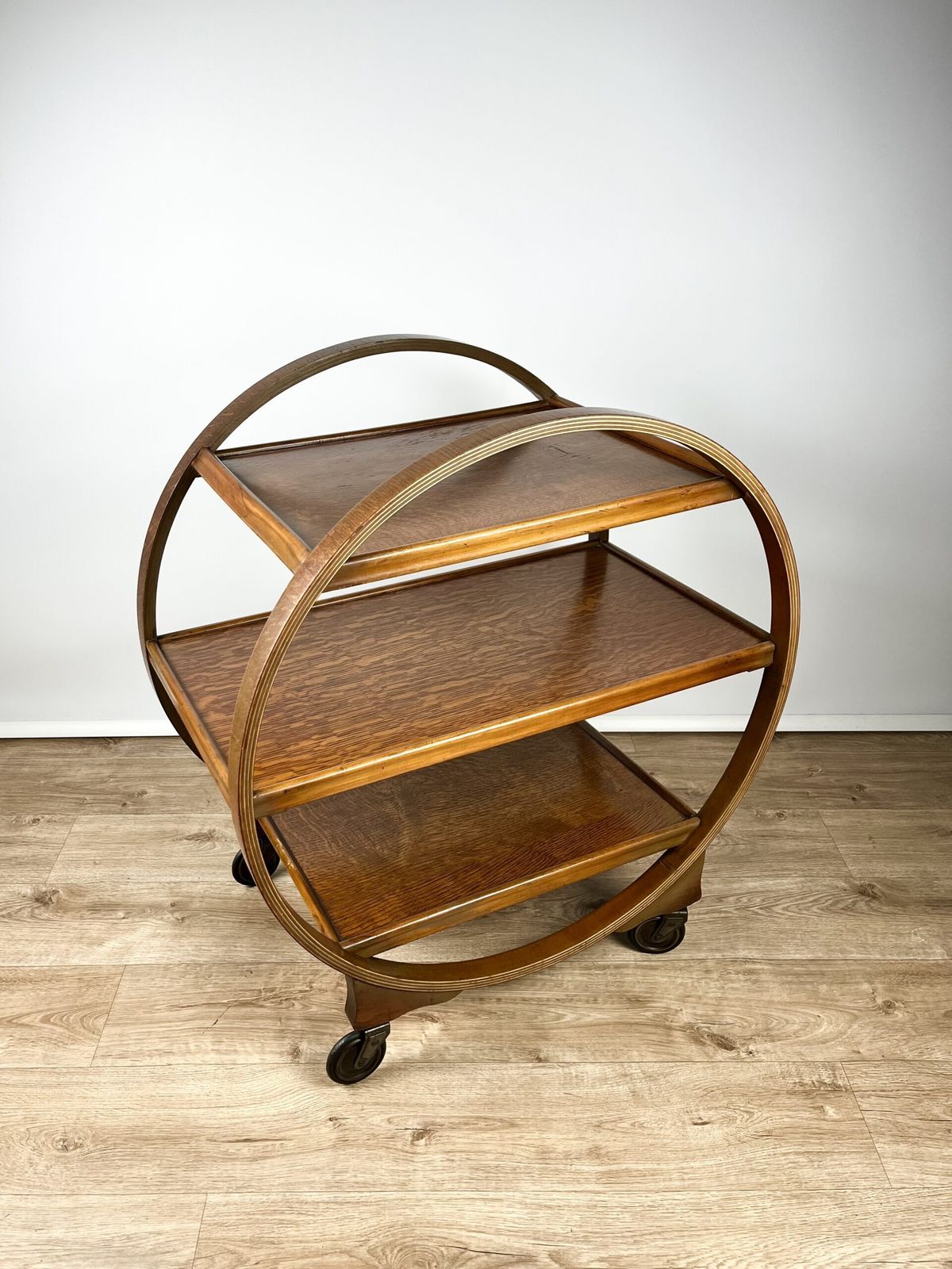 Geometric Art Deco Serving Trolley In Oak, English 1930s photo Furniture