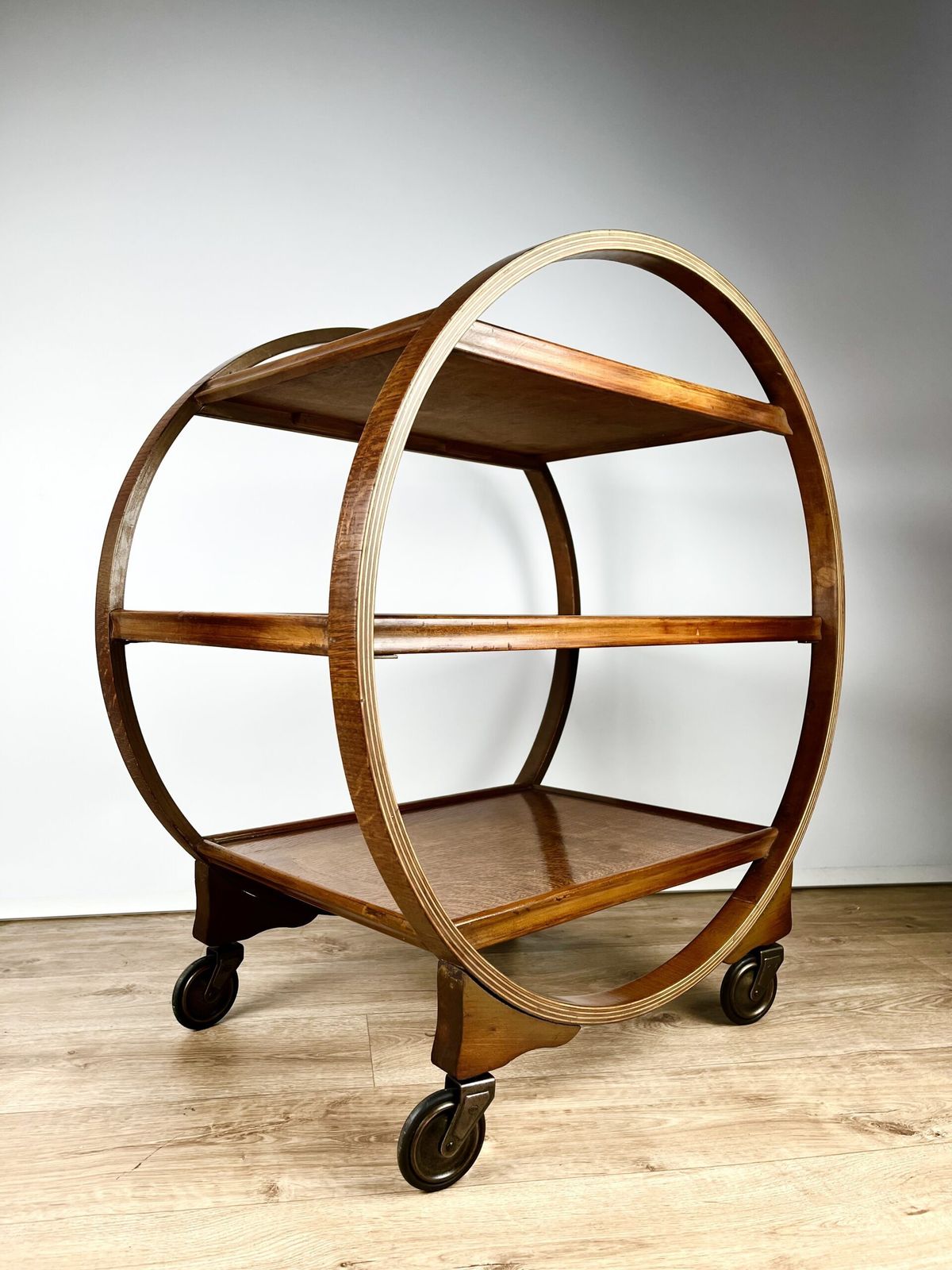 Geometric Art Deco Serving Trolley In Oak, English 1930s photo buy