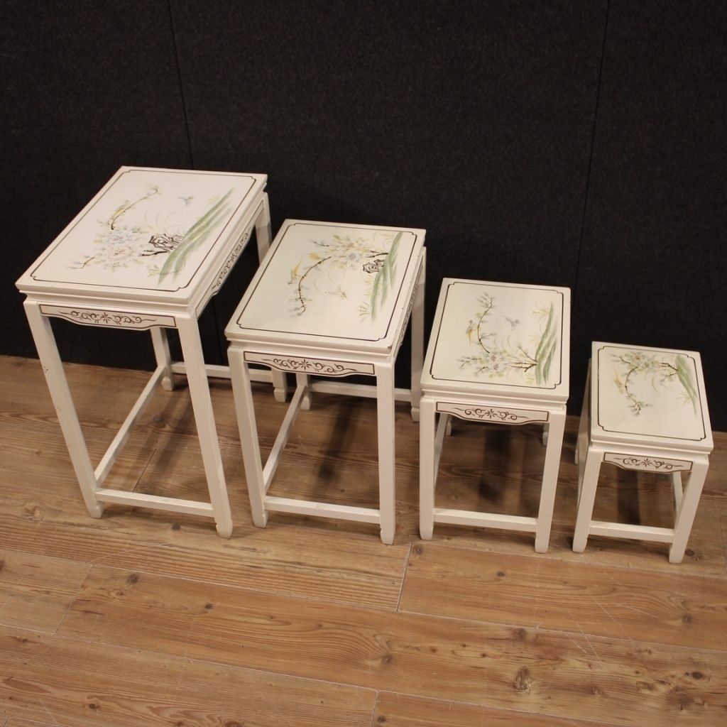 Four French Lacquered And Painted Coffee Tables photo vintage
