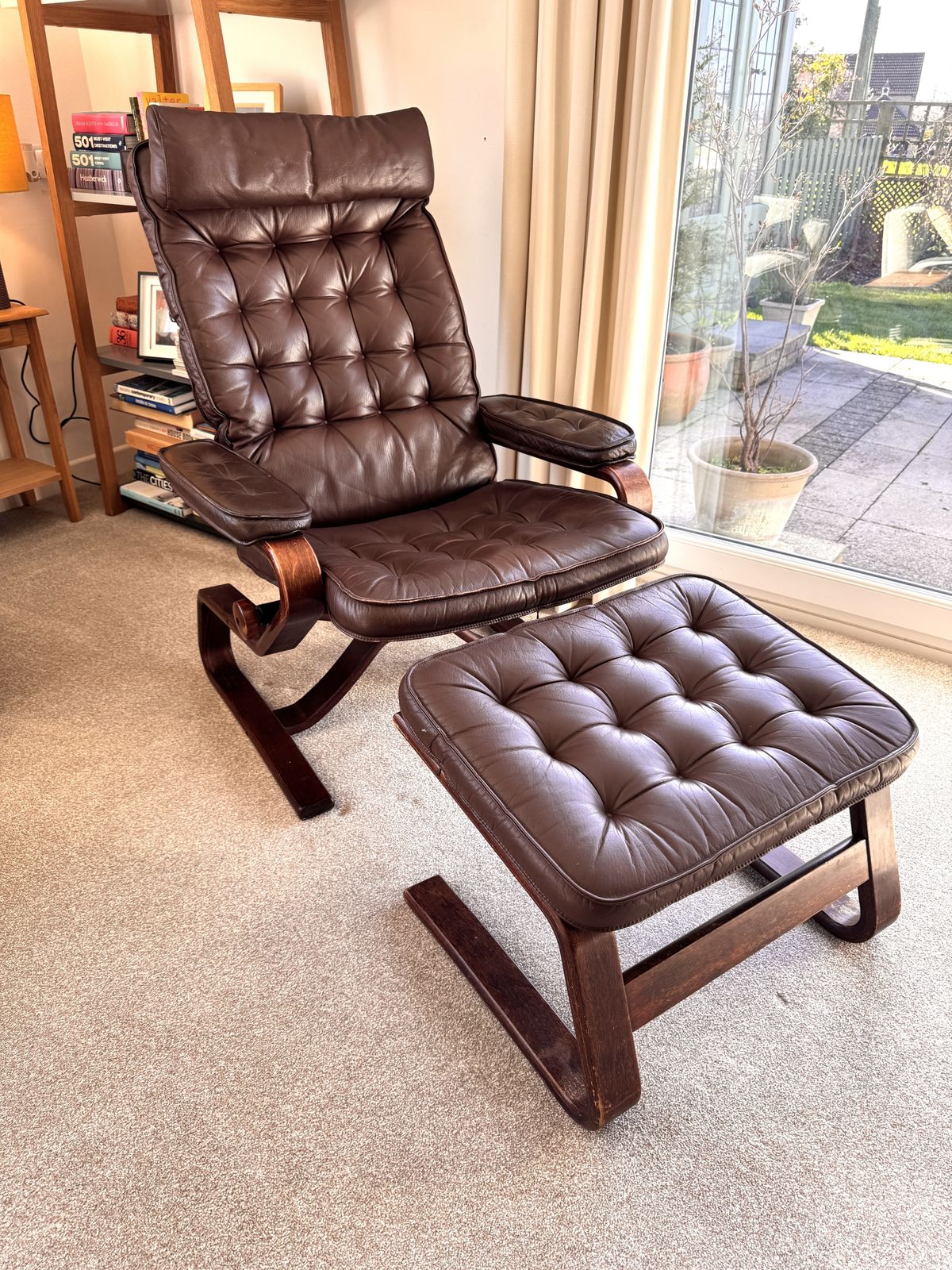 Vintage Ekornes Recliner And Ottoman, In Westnofa Style